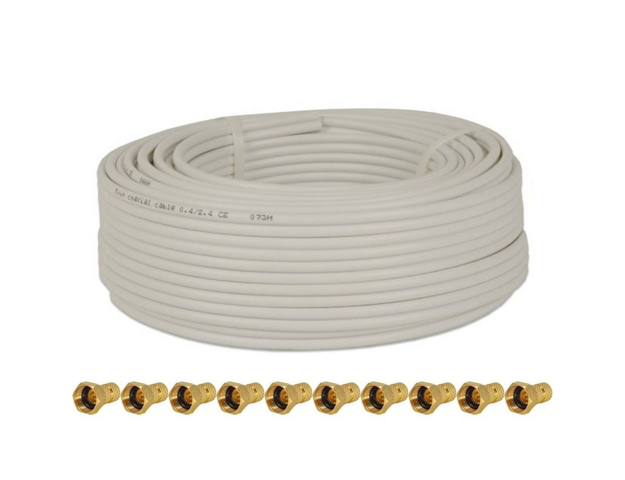 PremiumX 25m Koaxial Kabel 90dB Twin Mini 2x 4 mm weiß 10x F-Stecker SAT-Kabel PremiumX 25m Koaxial Kabel 90dB Twin Mini 2x 4 mm weiß 10x F-Stecker SAT-Kabel von PremiumX