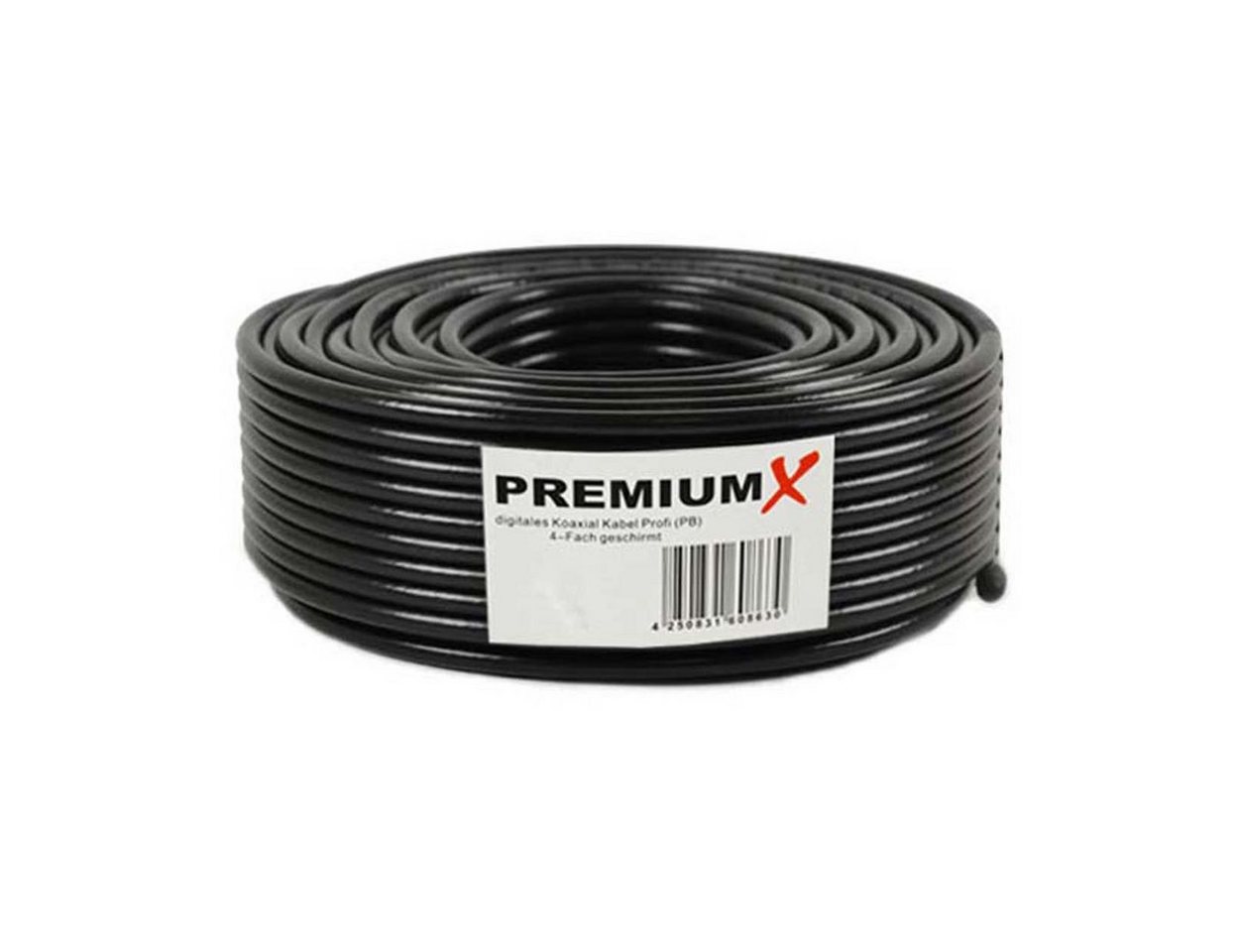 PremiumX 25m PROFI Koaxialkabel Schwarz 135dB 4-fach geschirmt REINES KUPFER TV-Kabel PremiumX 25m PROFI Koaxialkabel Schwarz 135dB 4-fach geschirmt REINES KUPFER TV-Kabel von PremiumX
