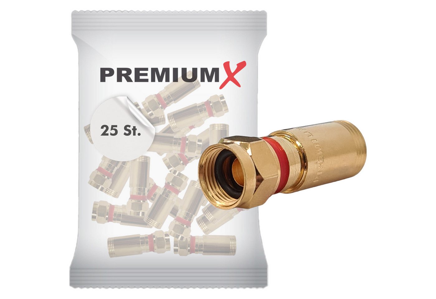 PremiumX 25x Kompressionsstecker XCon G4 F-Kompressionsstecker 7 bis 7,5mm SAT-Kabel von PremiumX