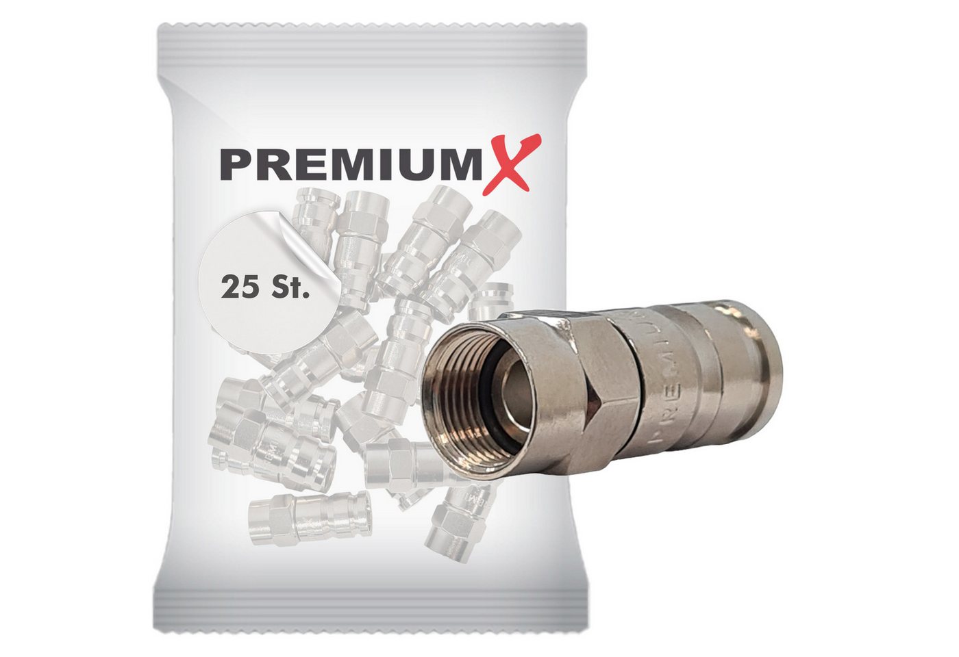 PremiumX 25x Kompressionsstecker XCon S6 F-Kompressionsstecker 7 bis 7,5 mm Modulkabel von PremiumX