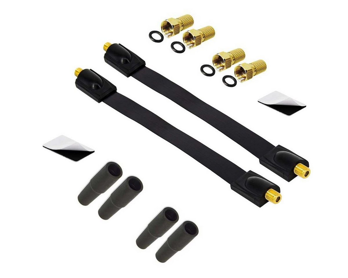 PremiumX 2x Sat Fensterdurchführung 4x F-Stecker 4x Gumüllen Set Flach 26cm SAT-Kabel PremiumX 2x Sat Fensterdurchführung 4x F-Stecker 4x Gumüllen Set Flach 26cm SAT-Kabel von PremiumX