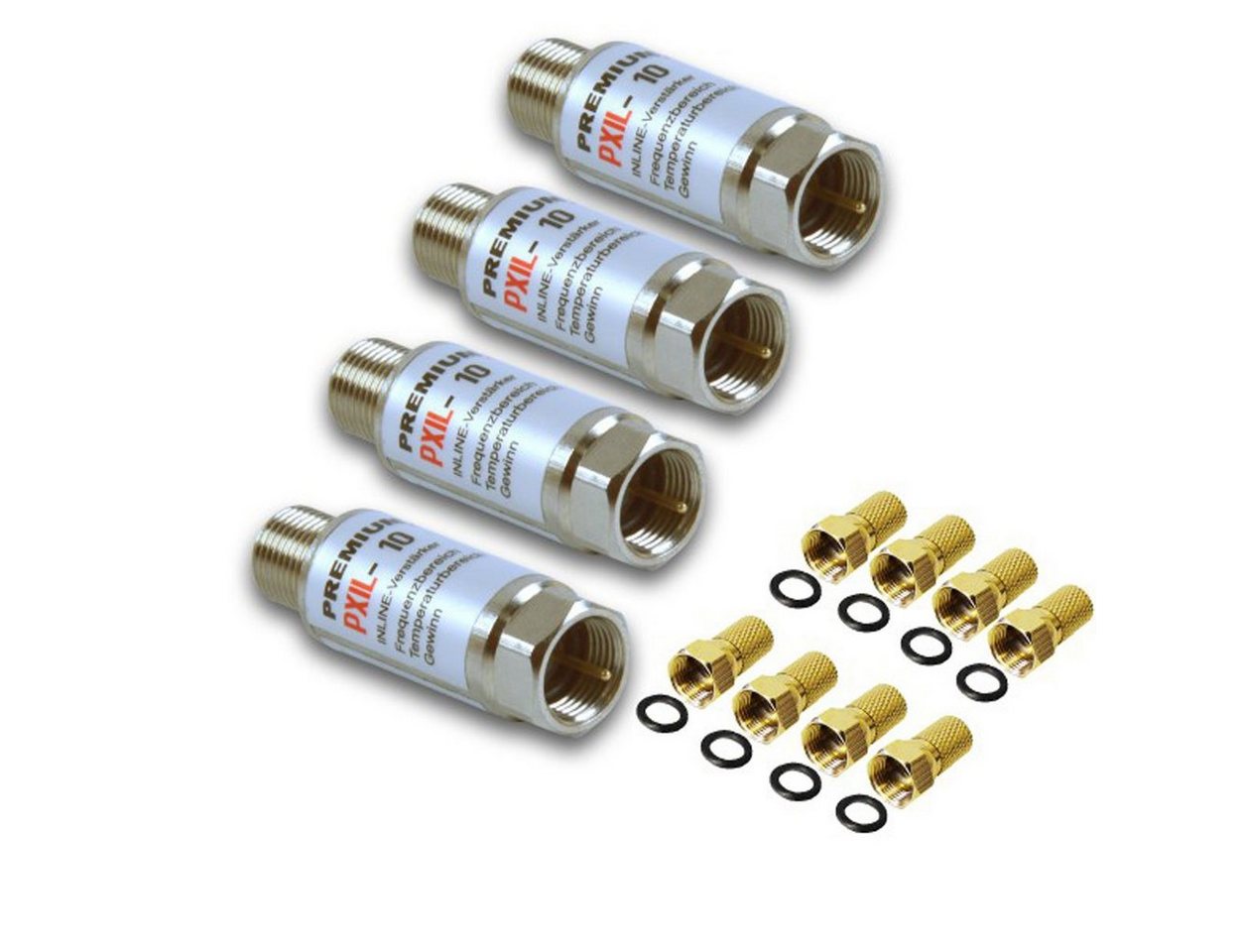 PremiumX 4x Inline Verstärker 20dB für SAT / DVB-T + 8x F-Stecker 7mm SAT-Kabel PremiumX 4x Inline Verstärker 20dB für SAT / DVB-T + 8x F-Stecker 7mm SAT-Kabel von PremiumX
