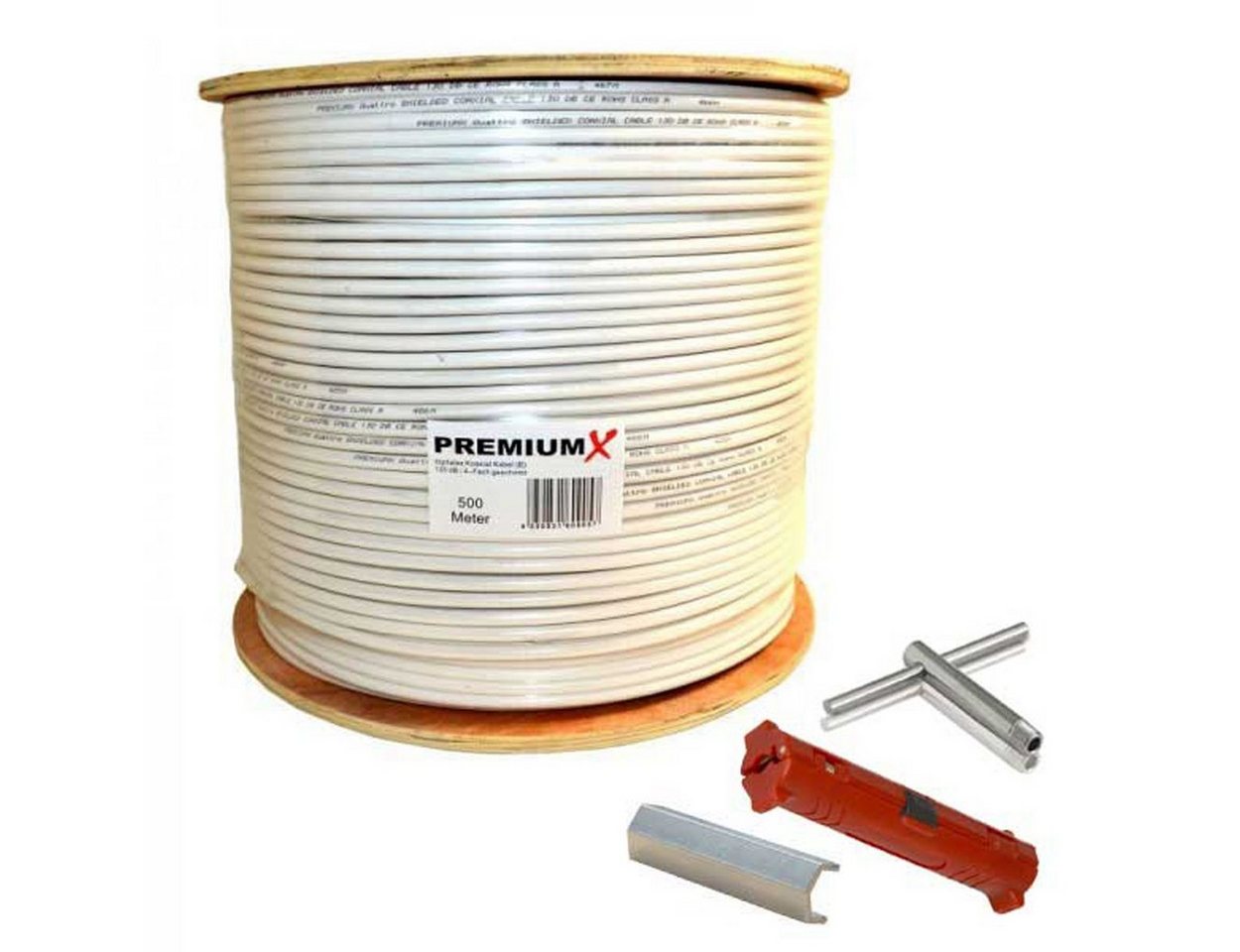 PremiumX 500m BASIC Koaxialkabel 135dB 4-fach SAT Koax Kabel Montage-Set SAT-Kabel PremiumX 500m BASIC Koaxialkabel 135dB 4-fach SAT Koax Kabel Montage-Set SAT-Kabel von PremiumX
