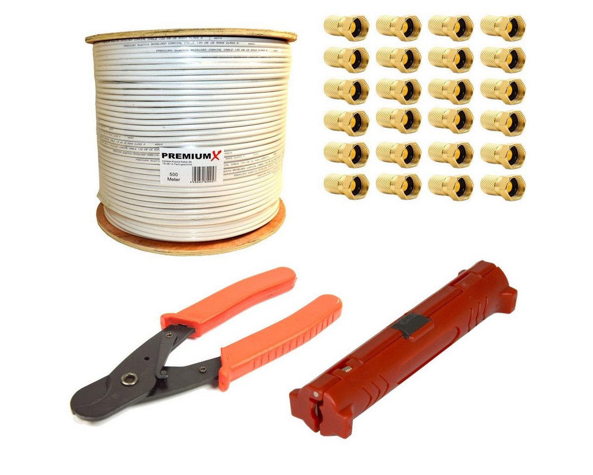 PremiumX 500m BASIC Koaxialkabel 135dB 4-fach SAT Koax Kabel Montage-Set SAT-Kabel PremiumX 500m BASIC Koaxialkabel 135dB 4-fach SAT Koax Kabel Montage-Set SAT-Kabel von PremiumX