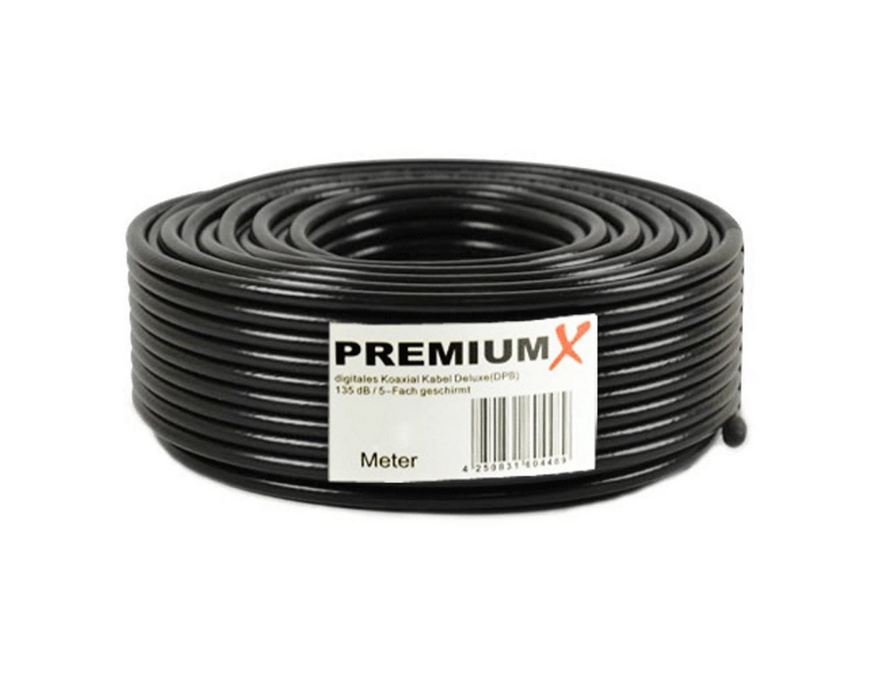 PremiumX 50m DELUXE PRO Koaxialkabel SCHWARZ 135dB 5-Fach Kupfer Innenleiter TV-Kabel PremiumX 50m DELUXE PRO Koaxialkabel SCHWARZ 135dB 5-Fach Kupfer Innenleiter TV-Kabel von PremiumX