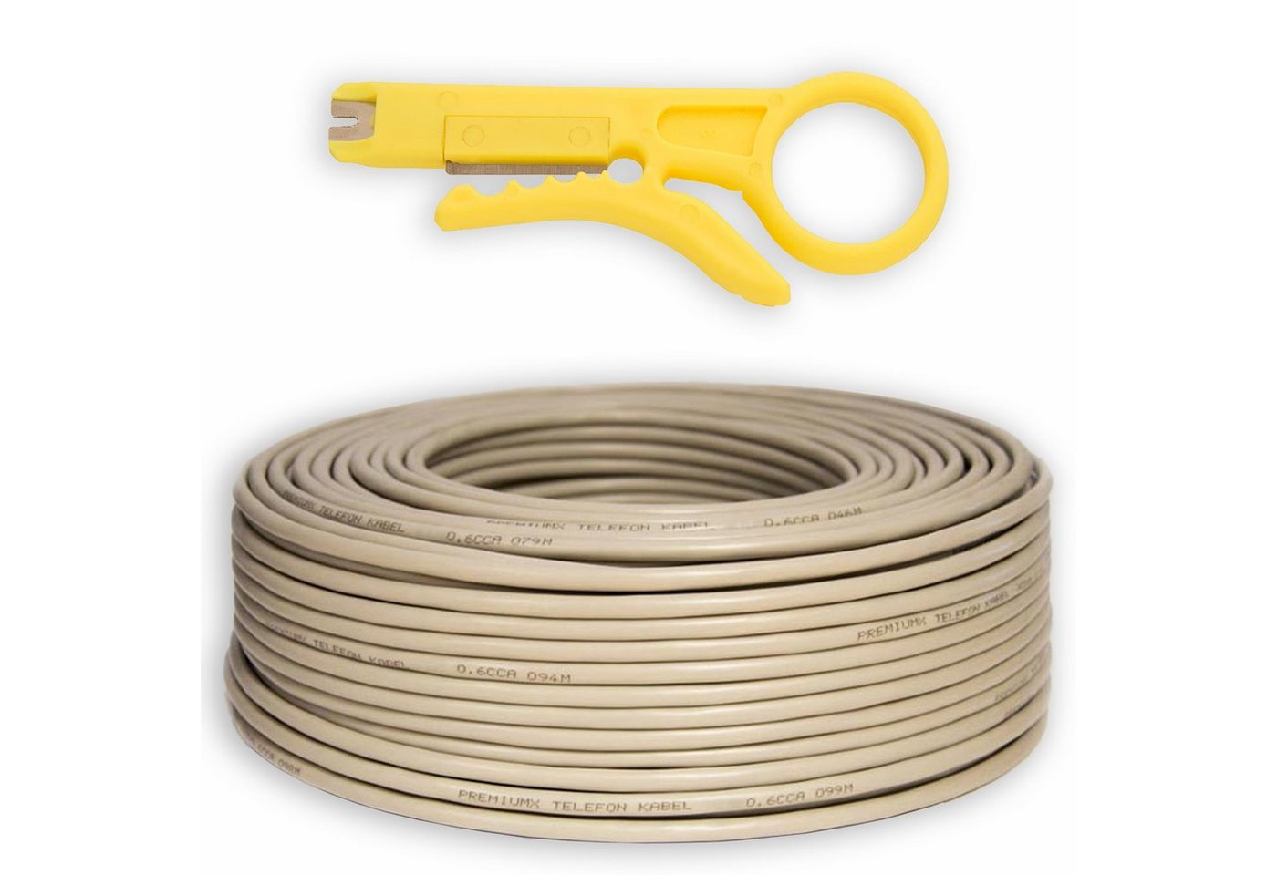 PremiumX 50m Telefonkabel 2x2x0,6mm 4 Adern Telefonleitung + Abisolierer TV-Kabel PremiumX 50m Telefonkabel 2x2x0,6mm 4 Adern Telefonleitung + Abisolierer TV-Kabel von PremiumX