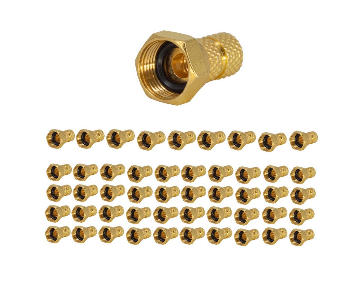 PremiumX 50x F-Stecker 4mm schraubbar 4,0 mm Aufdrehstecker Gold mit Dichtring TV-Adapter PremiumX 50x F-Stecker 4mm schraubbar 4,0 mm Aufdrehstecker Gold mit Dichtring TV-Adapter von PremiumX