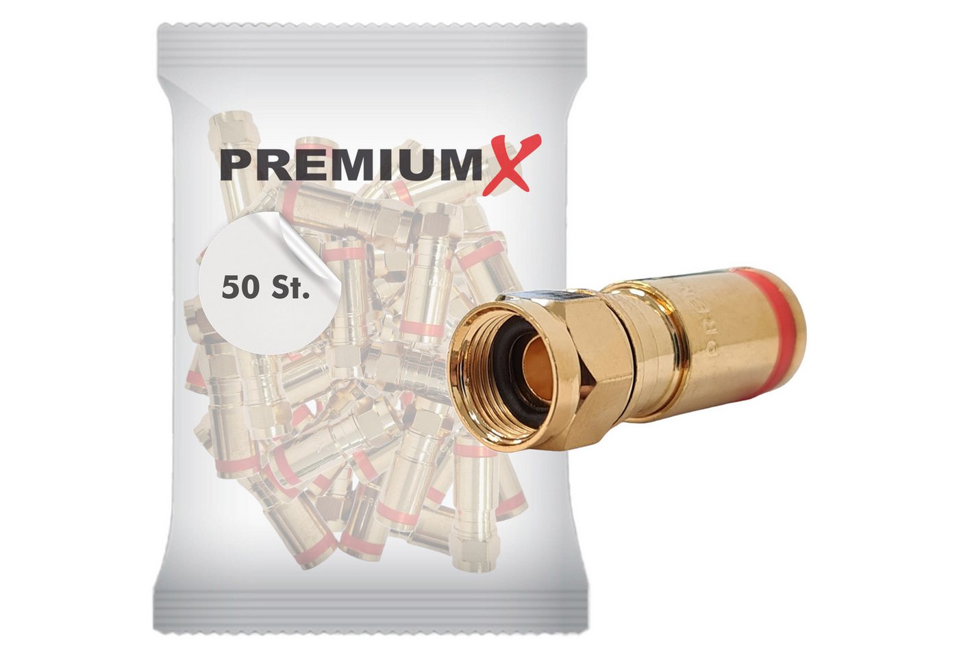 PremiumX 50x Kompressionsstecker XCon G3 F-Kompressionsstecker 7,5mm SAT-Kabel PremiumX 50x Kompressionsstecker XCon G3 F-Kompressionsstecker 7,5mm SAT-Kabel von PremiumX