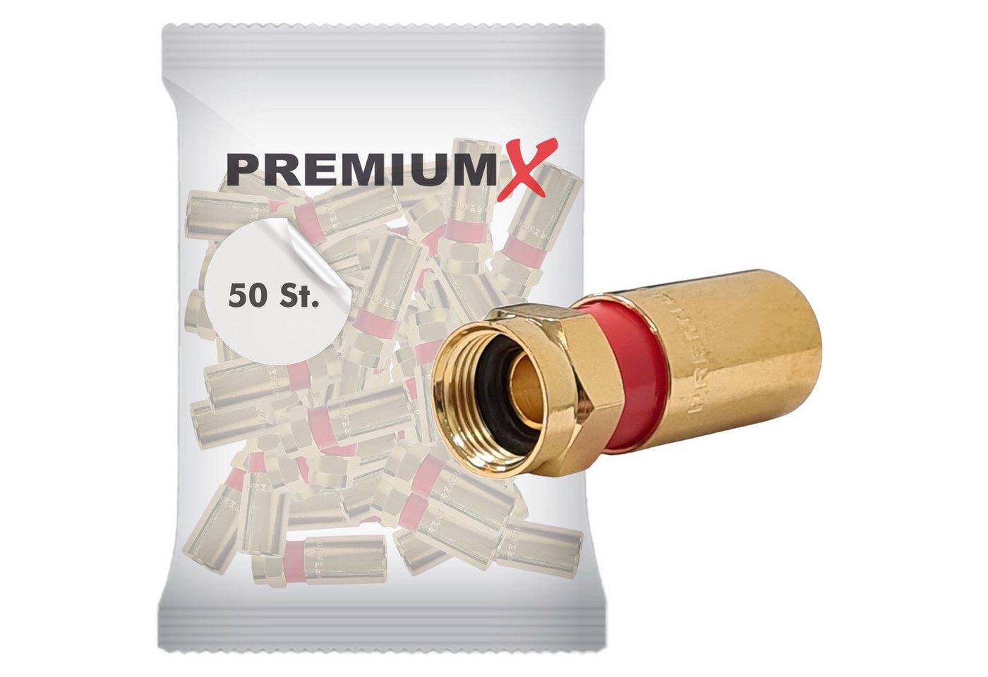 PremiumX 50x Kompressionsstecker XCon G7 F-Kompressionsstecker 7 bis 7,5mm SAT-Kabel PremiumX 50x Kompressionsstecker XCon G7 F-Kompressionsstecker 7 bis 7,5mm SAT-Kabel von PremiumX