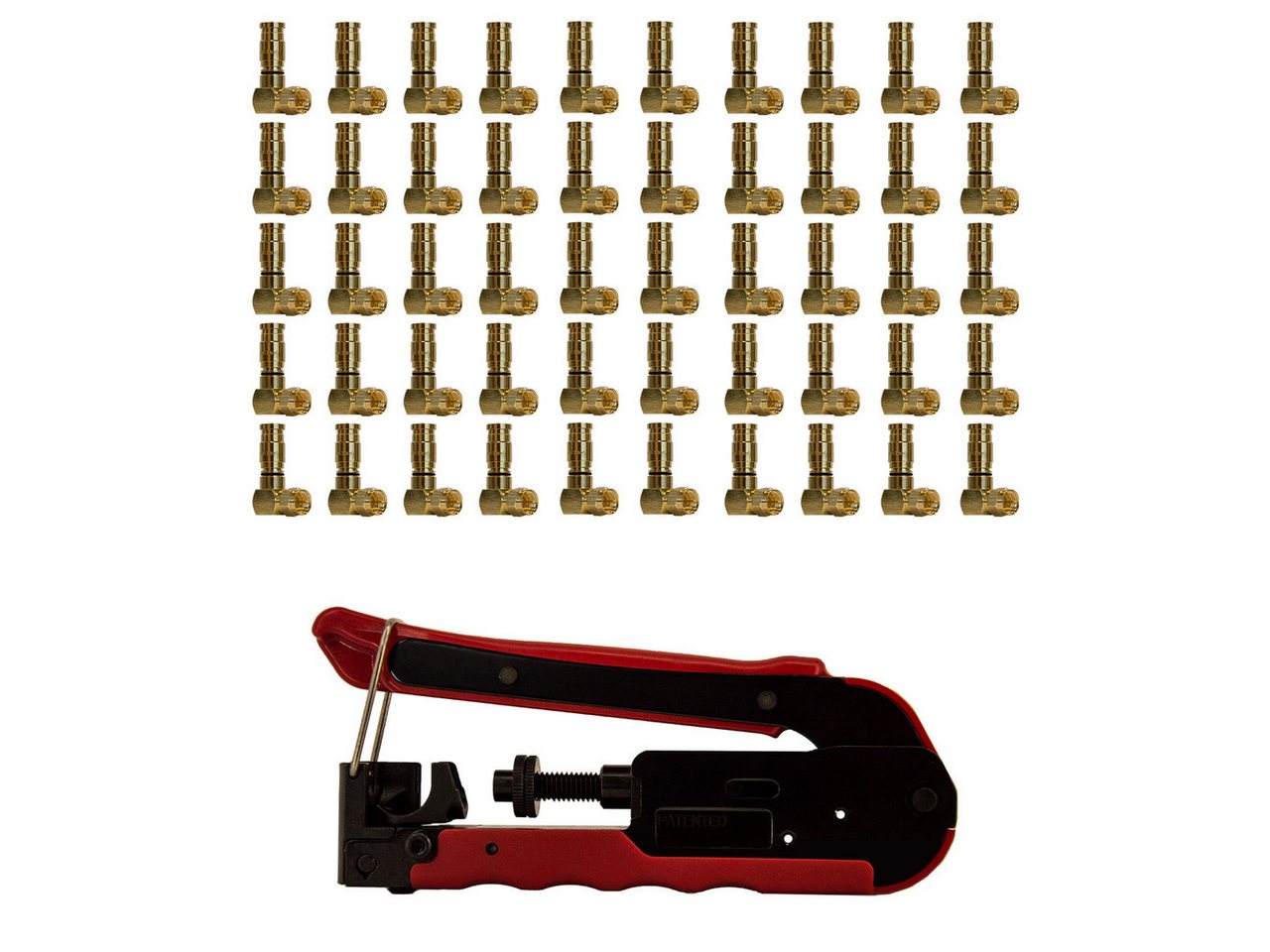 PremiumX 50x XCon G1-90 Kompressionsstecker Winkelstecker 1x Kompressionszange Modulkabel PremiumX 50x XCon G1-90 Kompressionsstecker Winkelstecker 1x Kompressionszange Modulkabel von PremiumX