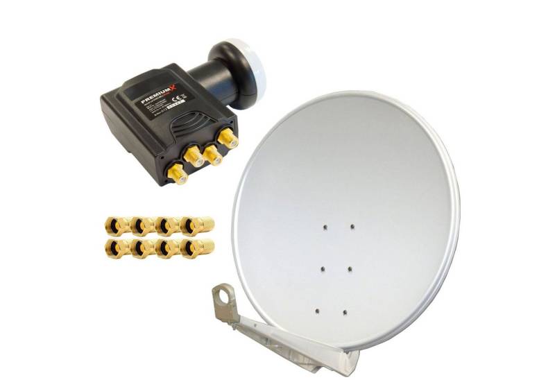 PremiumX Antenne DELUXE100 Alu 100cm SAT Spiegel Hellgrau DELUXE Quad LNB SAT-Antenne von PremiumX