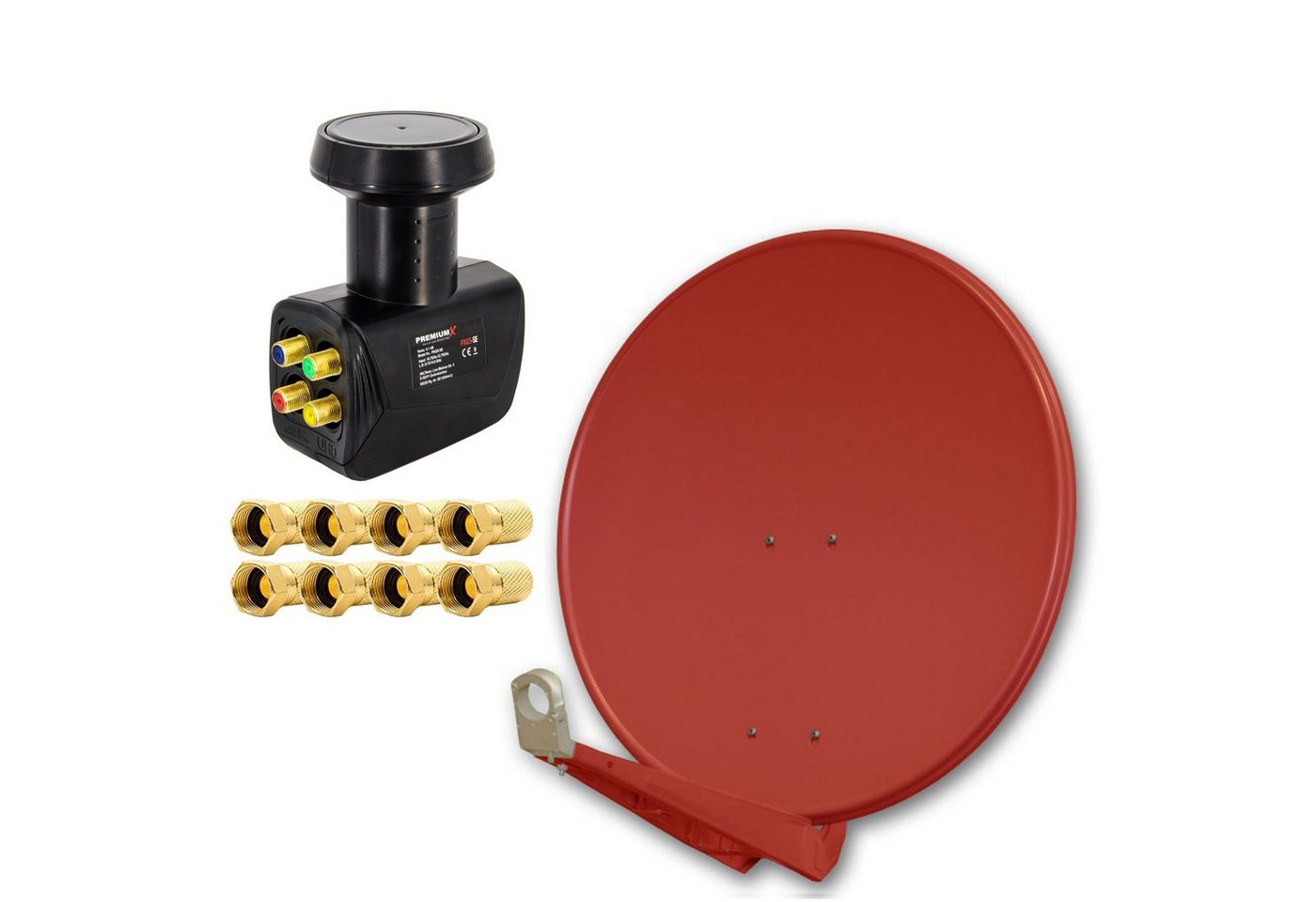 PremiumX Antenne DELUXE80 Alu 80cm Schüssel Ziegelrot + LNB Quad + 8x F-Stecker SAT-Antenne PremiumX Antenne DELUXE80 Alu 80cm Schüssel Ziegelrot + LNB Quad + 8x F-Stecker SAT-Antenne von PremiumX