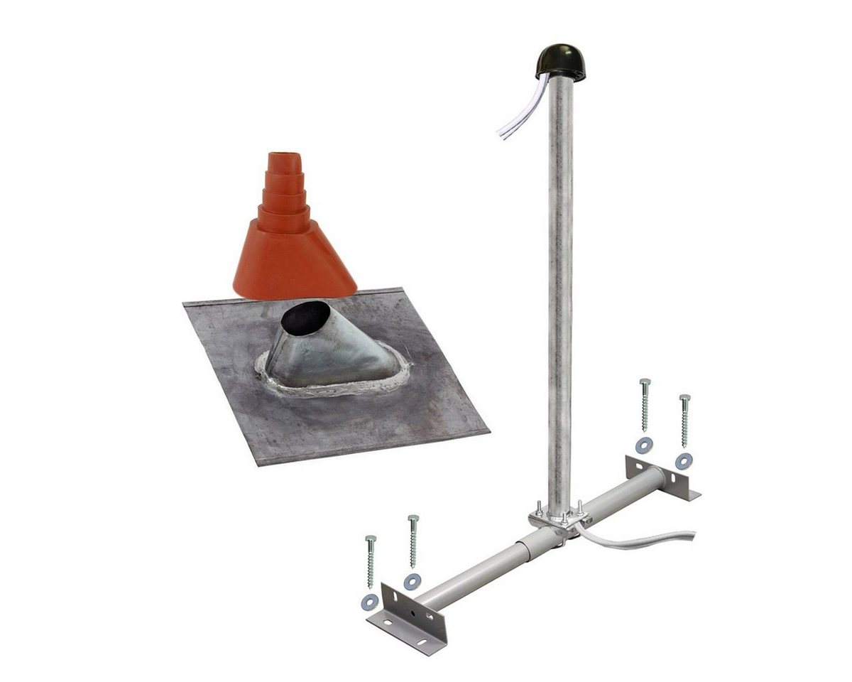 PremiumX BASIC Dachsparrenhalter 100cm SAT Mast Bleiabdeckblech Set rot SAT-Halterung PremiumX BASIC Dachsparrenhalter 100cm SAT Mast Bleiabdeckblech Set rot SAT-Halterung von PremiumX