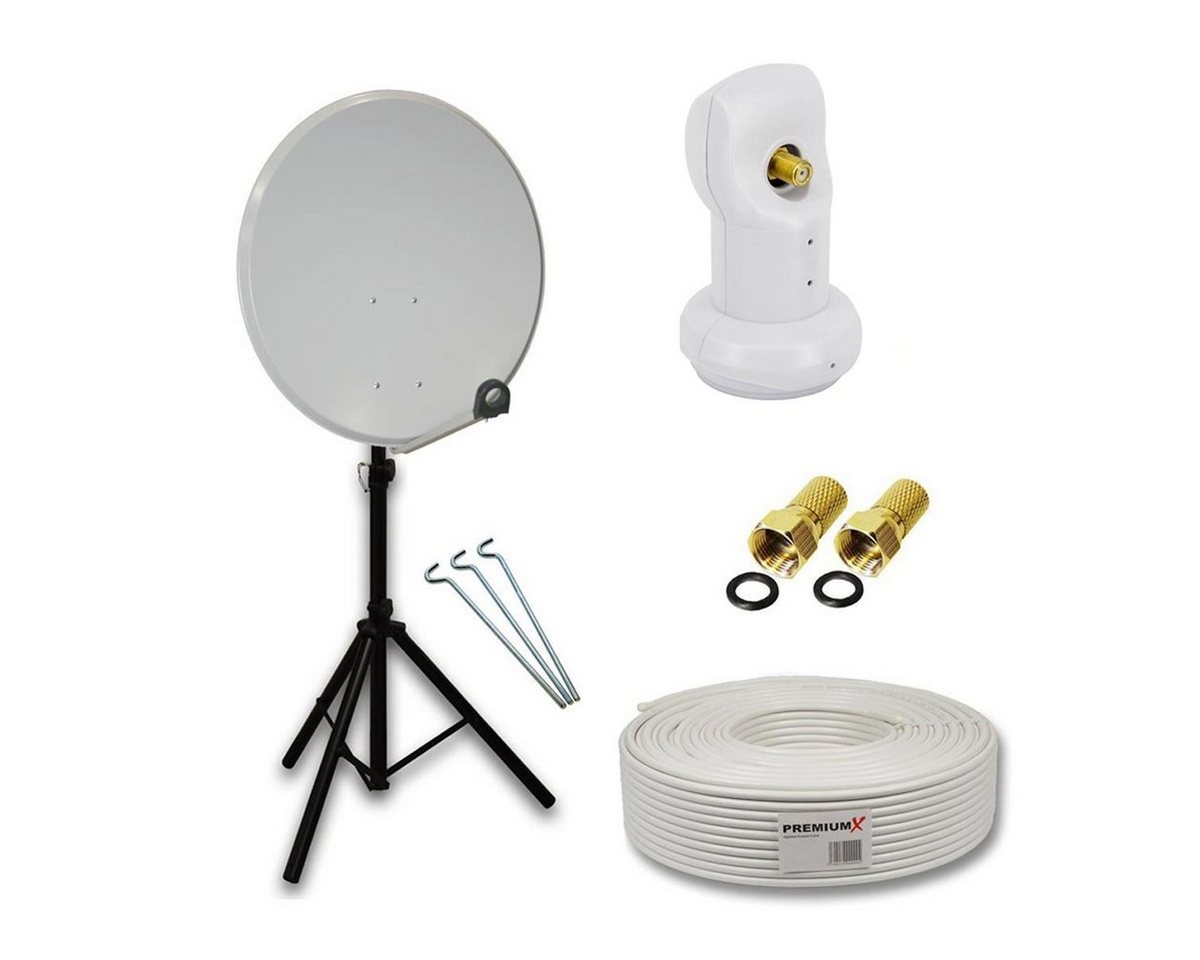 PremiumX Camping SAT Anlage 60cm ALU Antenne Single LNB Kabel F-Stecker Stativ SAT-Antenne von PremiumX