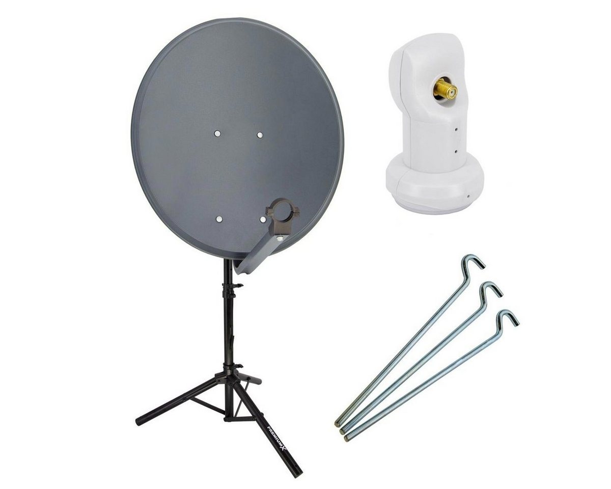 PremiumX Camping SAT Anlage 60cm Antenne Single LNB Dreibein Stativ SAT-Antenne von PremiumX