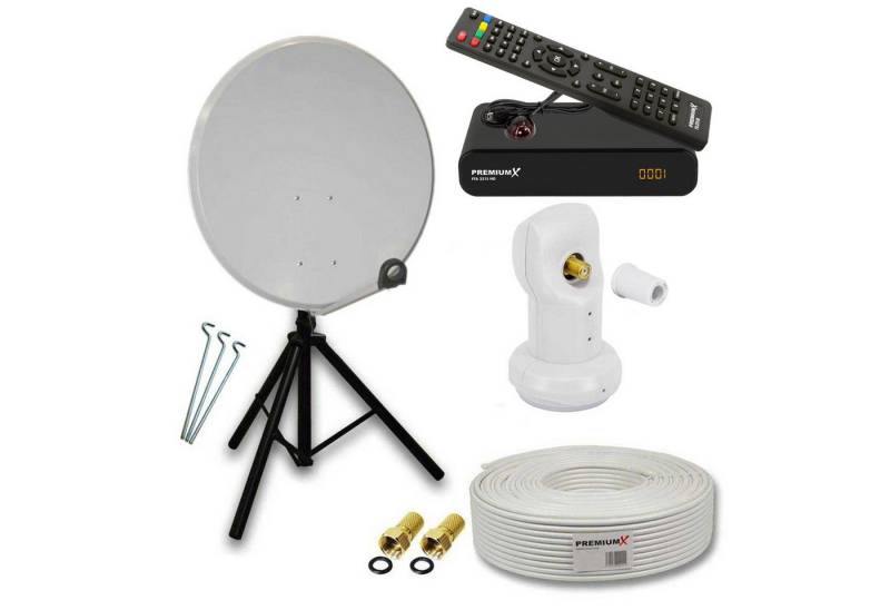 PremiumX Camping SAT Anlage 60cm Antenne Single LNB Kabel Stativ Receiver SAT-Antenne von PremiumX