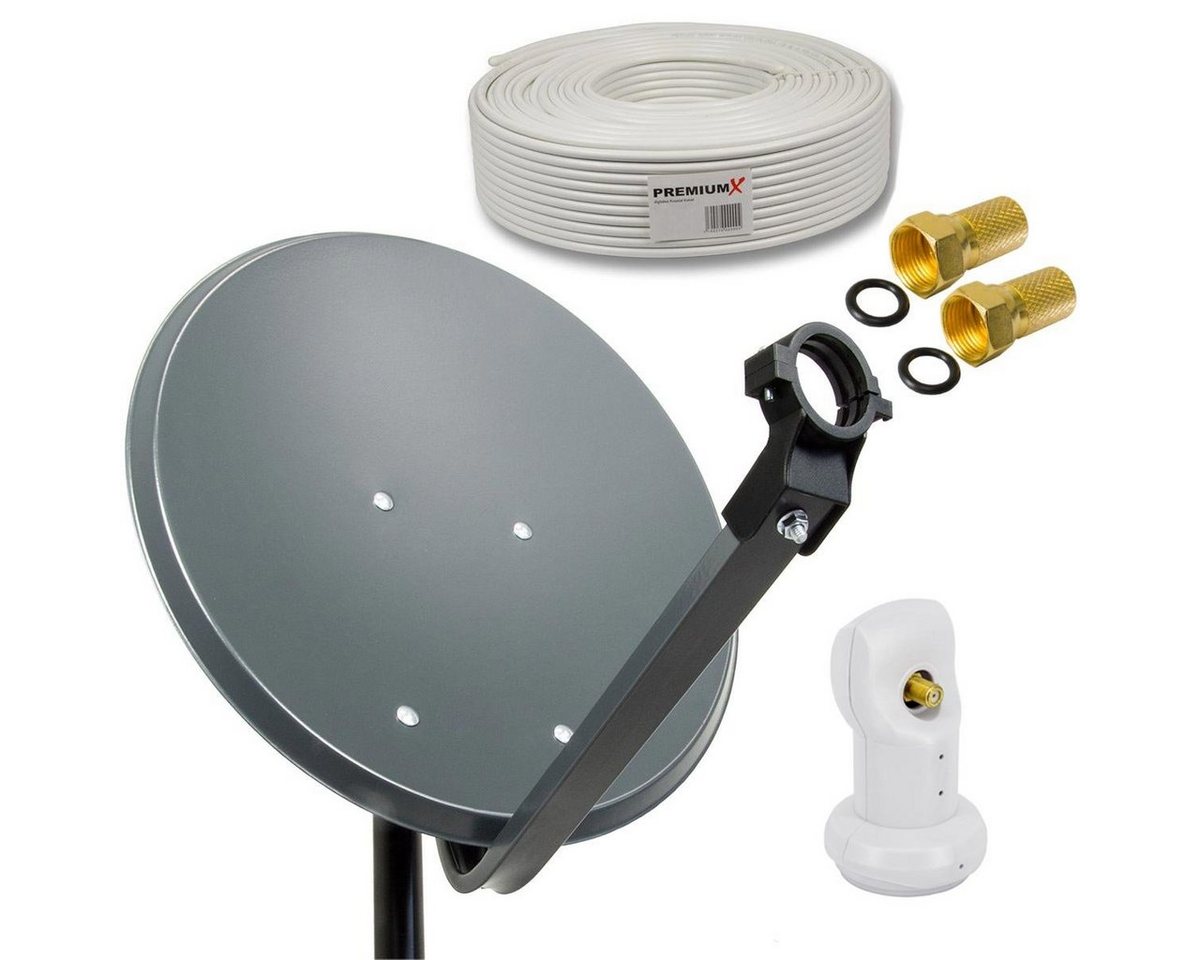 PremiumX Camping Sat Anlage 45cm Antenne Single LNB Weiß 10m Kabel 2x F-Stecker SAT-Antenne von PremiumX