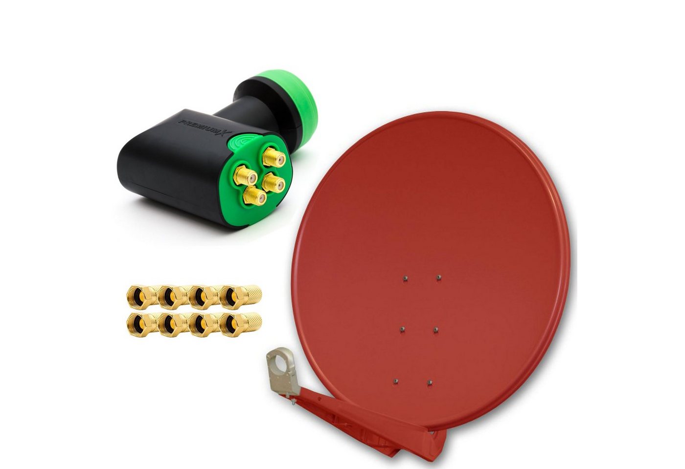 PremiumX DELUXE SAT Anlage 100cm Satellitenantenne ALU Ziegelrot Quad LNB SAT-Antenne PremiumX DELUXE SAT Anlage 100cm Satellitenantenne ALU Ziegelrot Quad LNB SAT-Antenne von PremiumX