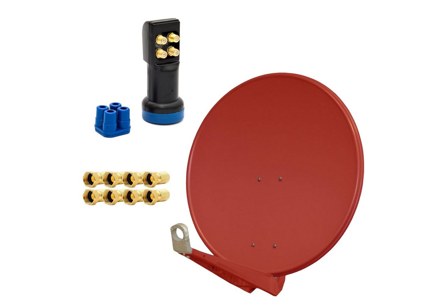 PremiumX DELUXE SAT Anlage bis 4 TV Receiver 85cm Alu Ziegelrot LED Quad LNB SAT-Antenne PremiumX DELUXE SAT Anlage bis 4 TV Receiver 85cm Alu Ziegelrot LED Quad LNB SAT-Antenne von PremiumX