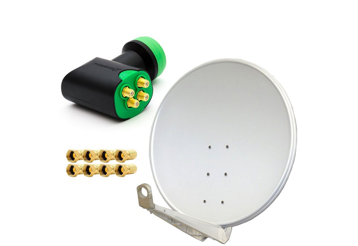 PremiumX DELUXE SAT Anlage für 4 Empfänger 100cm ALU Hellgrau LNB 8x F-Stecker SAT-Antenne PremiumX DELUXE SAT Anlage für 4 Empfänger 100cm ALU Hellgrau LNB 8x F-Stecker SAT-Antenne von PremiumX