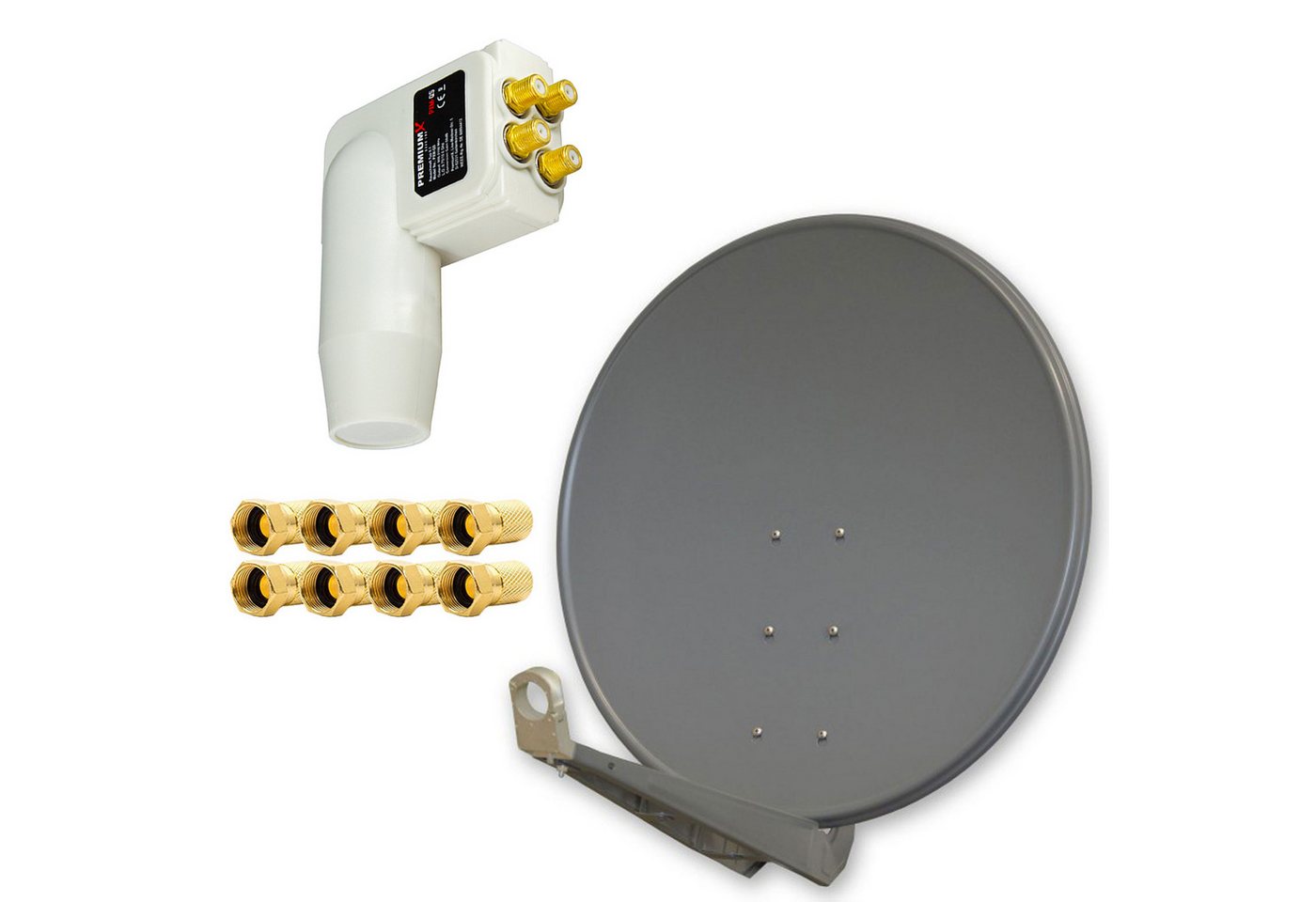 PremiumX DELUXE SAT Anlage für 4 Teilnehmer 100cm ALU Anthrazit Quad LNB SAT-Antenne PremiumX DELUXE SAT Anlage für 4 Teilnehmer 100cm ALU Anthrazit Quad LNB SAT-Antenne von PremiumX