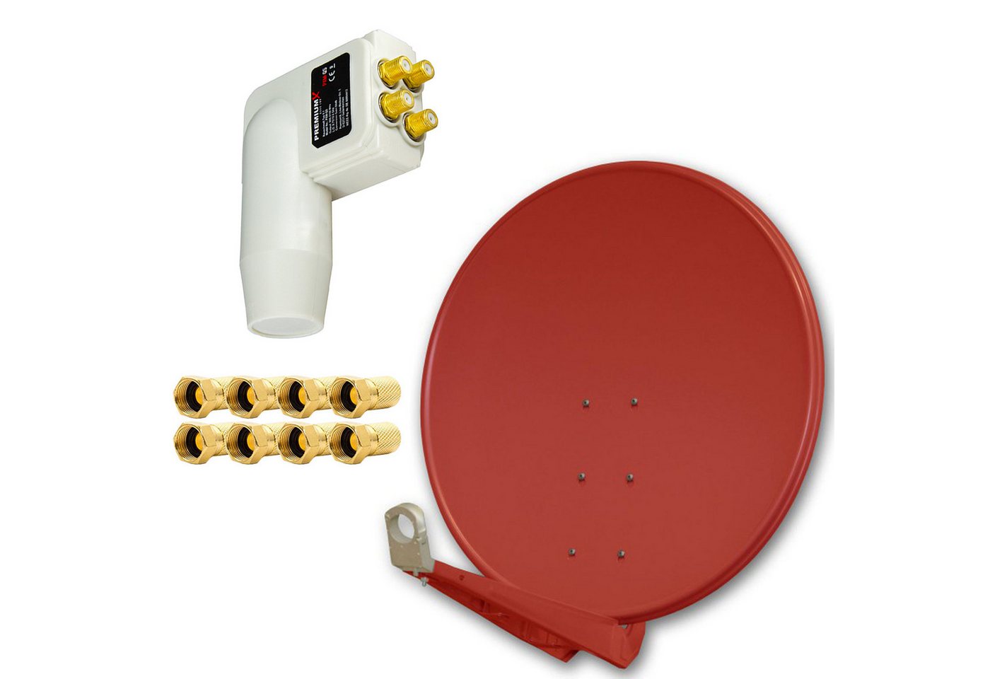 PremiumX DELUXE SAT Anlage für 4 Teilnehmer 100cm ALU Ziegelrot Quad LNB SAT-Antenne PremiumX DELUXE SAT Anlage für 4 Teilnehmer 100cm ALU Ziegelrot Quad LNB SAT-Antenne von PremiumX