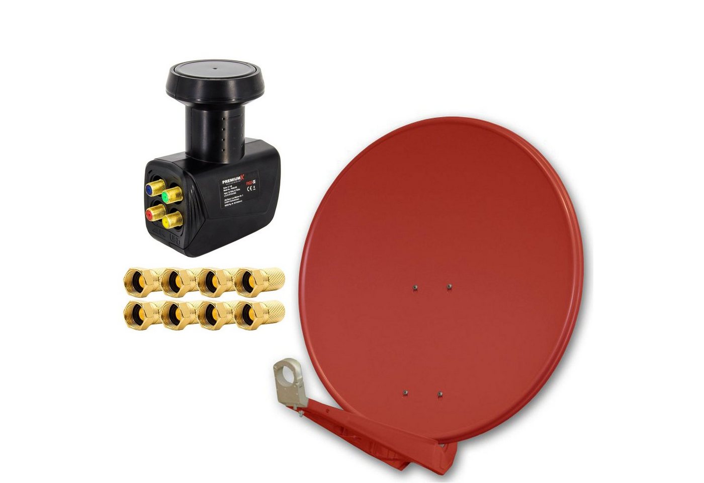 PremiumX DELUXE SAT Anlage für 4 Teilnehmer 85cm ALU Ziegelrot Quad LNB SAT-Antenne PremiumX DELUXE SAT Anlage für 4 Teilnehmer 85cm ALU Ziegelrot Quad LNB SAT-Antenne von PremiumX