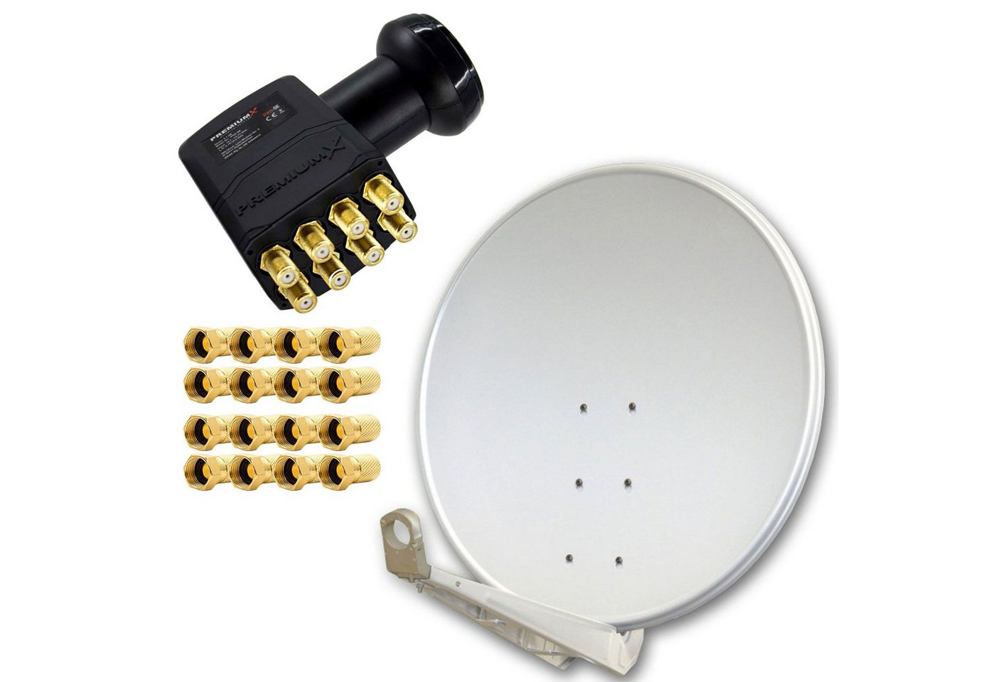 PremiumX DELUXE100 Alu Antenne 100cm Hellgrau LNB Octo 16x F-Stecker SAT-Antenne PremiumX DELUXE100 Alu Antenne 100cm Hellgrau LNB Octo 16x F-Stecker SAT-Antenne von PremiumX