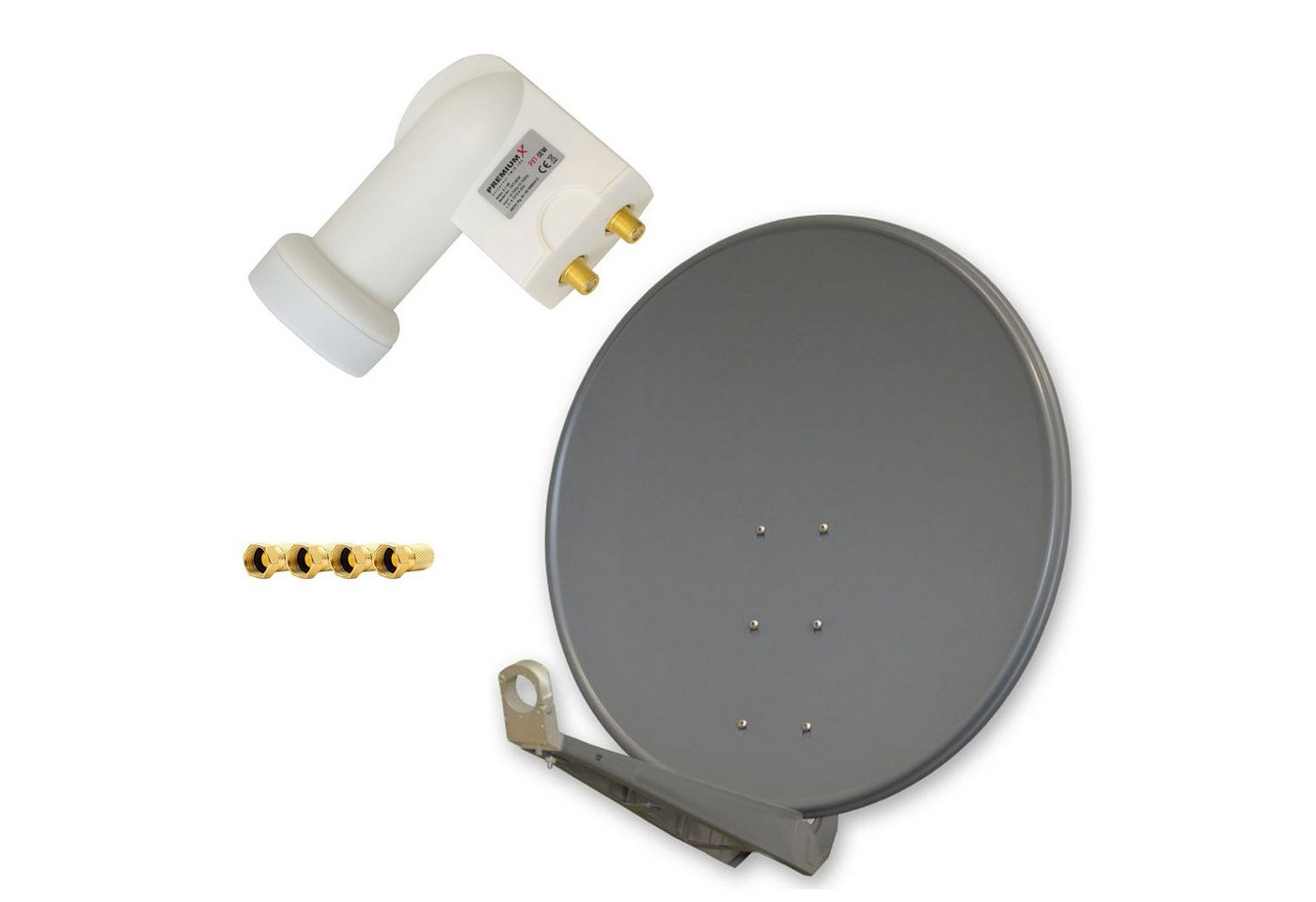 PremiumX DELUXE100 Satellitenantenne 100 cm Alu Anthrazit Twin LNB SAT-Antenne von PremiumX