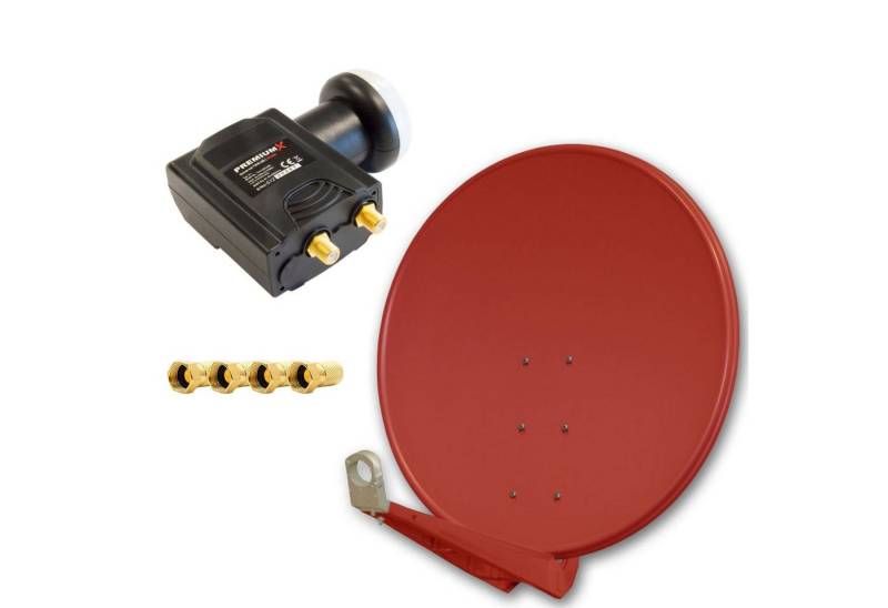 PremiumX DELUXE100 Satellitenantenne 100 cm Alu Ziegelrot DELUXE Twin LNB Sat SAT-Antenne von PremiumX