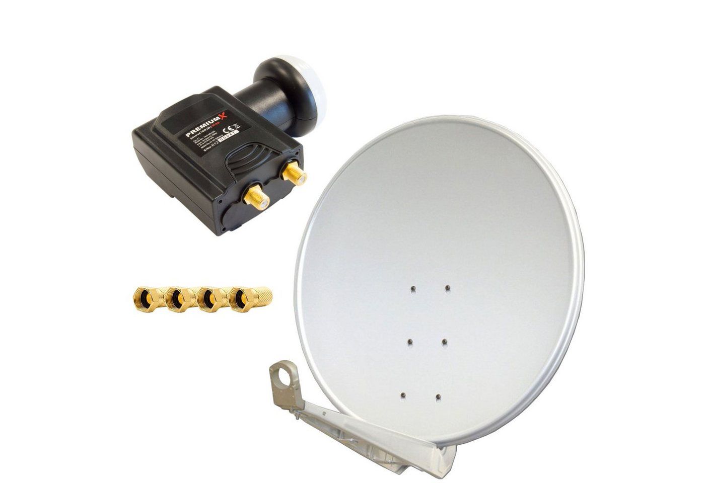 PremiumX DELUXE100 Satellitenantenne 100 cm Aluminium Hellgrau DELUXE Twin LNB SAT-Antenne von PremiumX