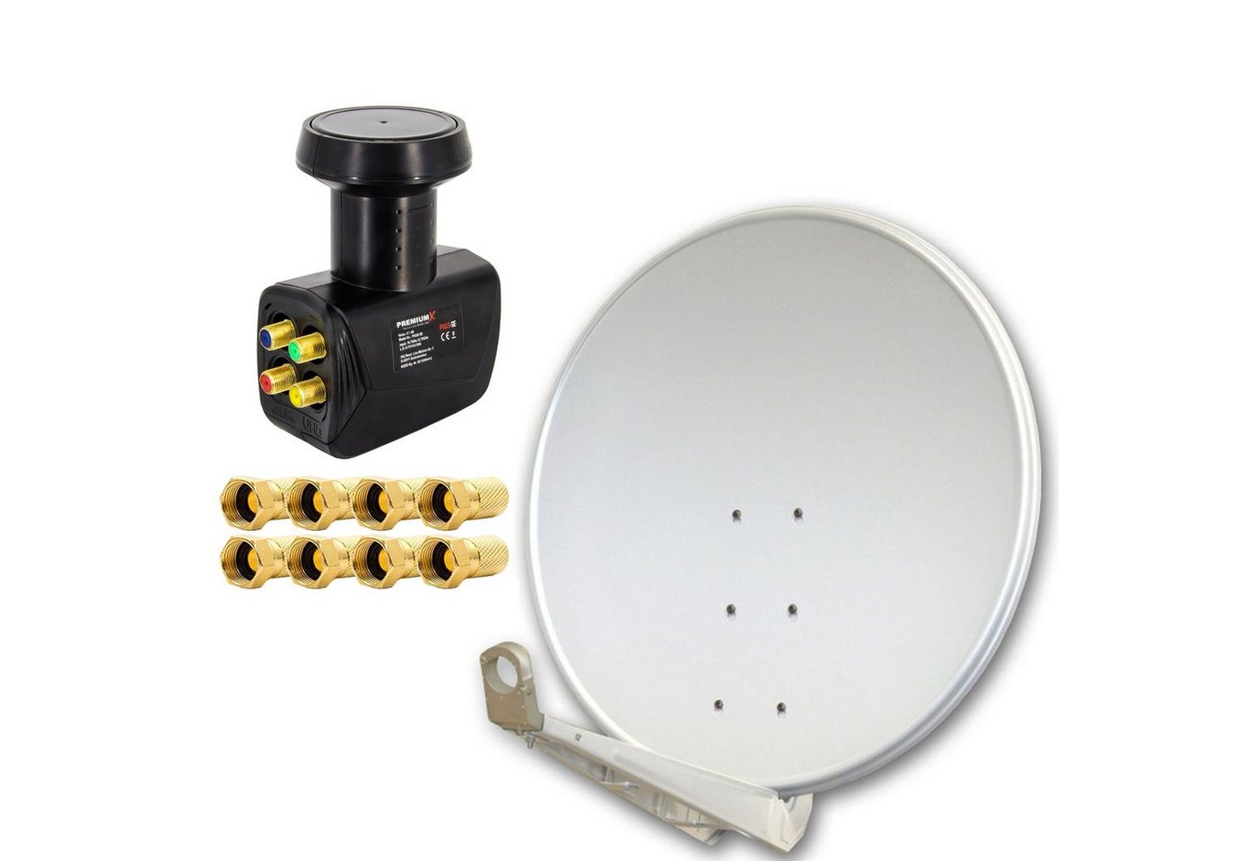 PremiumX DELUXE100 cm Alu Hellgrau Sat Schüssel Antenne Quad LNB und F-Stecker SAT-Antenne PremiumX DELUXE100 cm Alu Hellgrau Sat Schüssel Antenne Quad LNB und F-Stecker SAT-Antenne von PremiumX