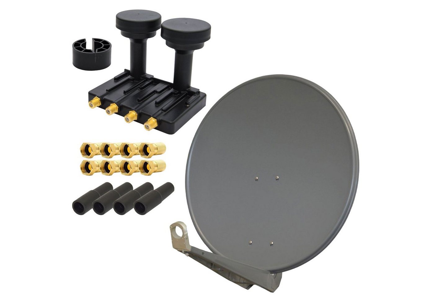 PremiumX DELUXE80 Alu 80cm Digital SAT Schüssel Anthrazit + Monoblock Quad LNB SAT-Antenne PremiumX DELUXE80 Alu 80cm Digital SAT Schüssel Anthrazit + Monoblock Quad LNB SAT-Antenne von PremiumX