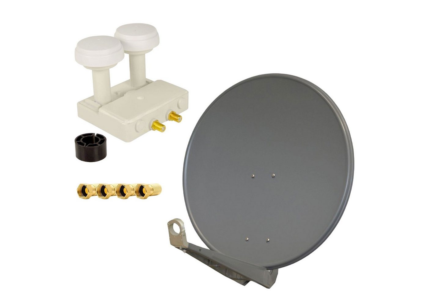 PremiumX DELUXE80 Alu 80cm SAT Schüssel Anthrazit Monoblock Twin 4x F-Stecker SAT-Antenne von PremiumX