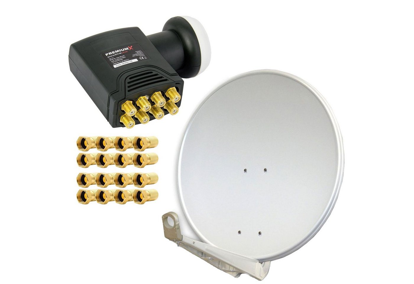 PremiumX DELUXE80 Satellitenantenne 80 cm Alu Hellgrau DELUXE Octo LNB Sat SAT-Antenne von PremiumX