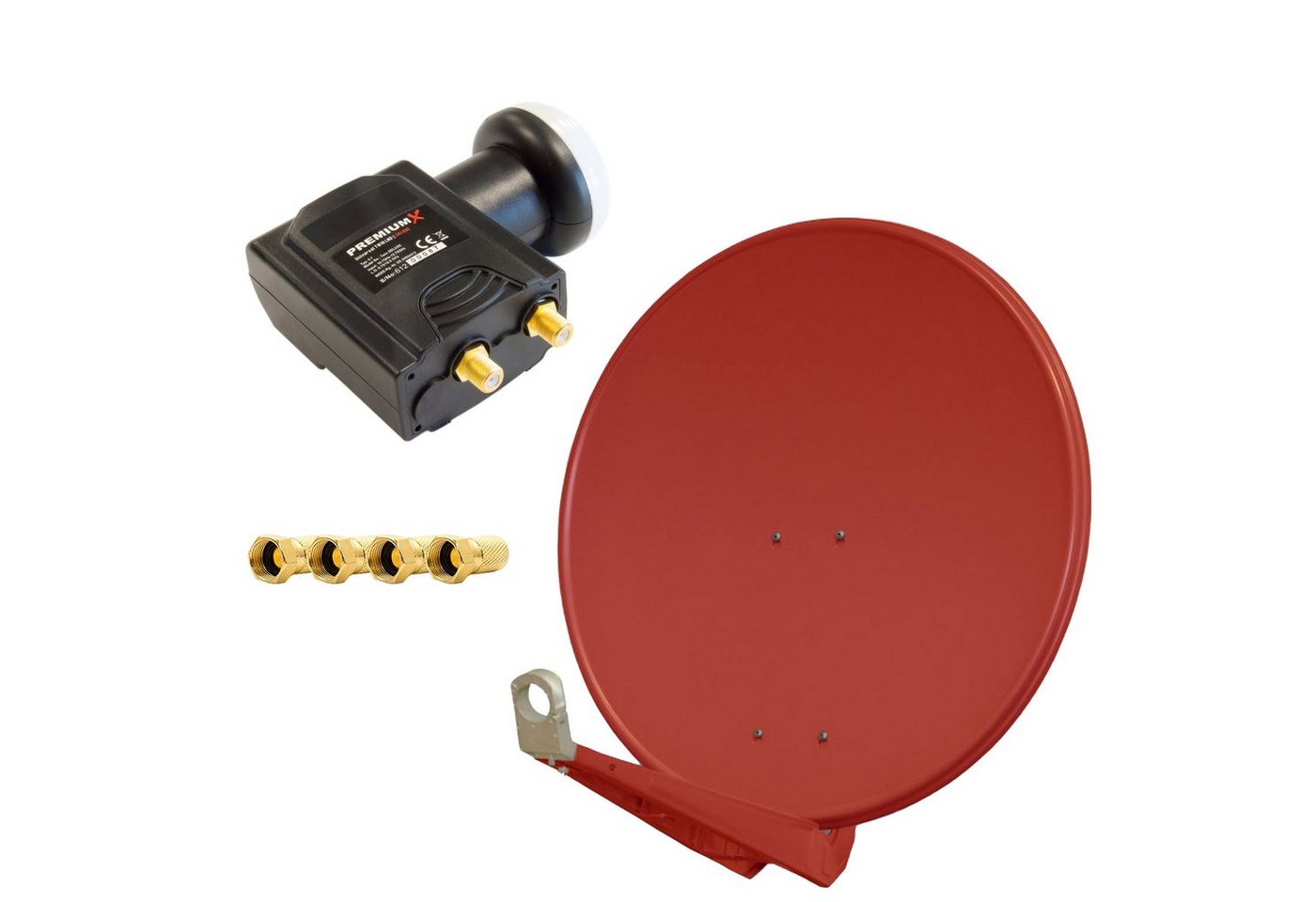 PremiumX DELUXE80 Satellitenantenne 80 cm Alu in Ziegelrot DELUXE Twin LNB SAT-Antenne PremiumX DELUXE80 Satellitenantenne 80 cm Alu in Ziegelrot DELUXE Twin LNB SAT-Antenne von PremiumX
