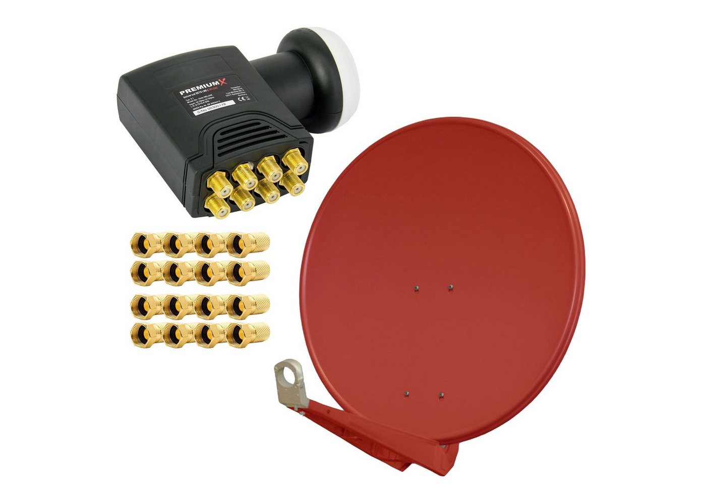 PremiumX DELUXE80 Satellitenantenne 80cm Alu Ziegelrot Octo LNB Sat SAT-Antenne von PremiumX