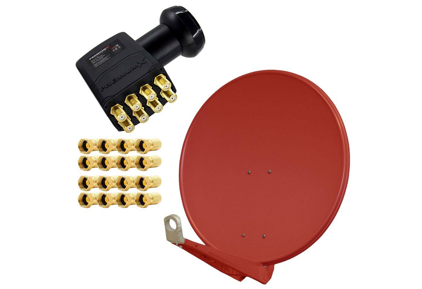 PremiumX DELUXE85 Alu 85cm Antenne Ziegelrot LNB Octo 16x F-Stecker SAT-Antenne PremiumX DELUXE85 Alu 85cm Antenne Ziegelrot LNB Octo 16x F-Stecker SAT-Antenne von PremiumX