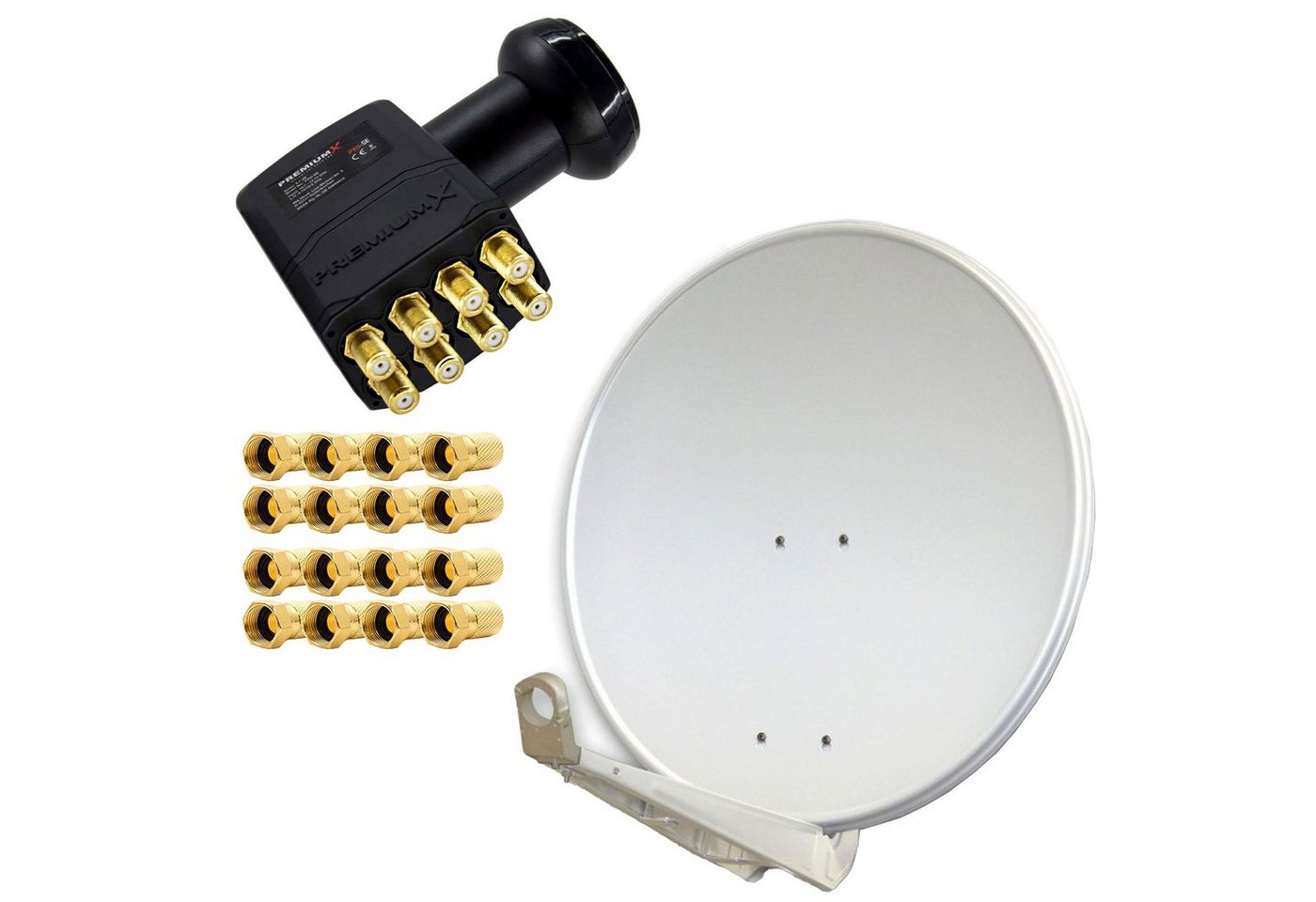 PremiumX DELUXE85 Alu 85cm Hellgrau LNB Octo inkl. 16x F-Stecker SAT-Antenne PremiumX DELUXE85 Alu 85cm Hellgrau LNB Octo inkl. 16x F-Stecker SAT-Antenne von PremiumX