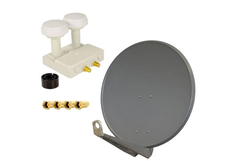 PremiumX DELUXE85 Alu 85cm SAT Schüssel Anthrazit Monoblock Twin 4x F-Stecker SAT-Antenne von PremiumX