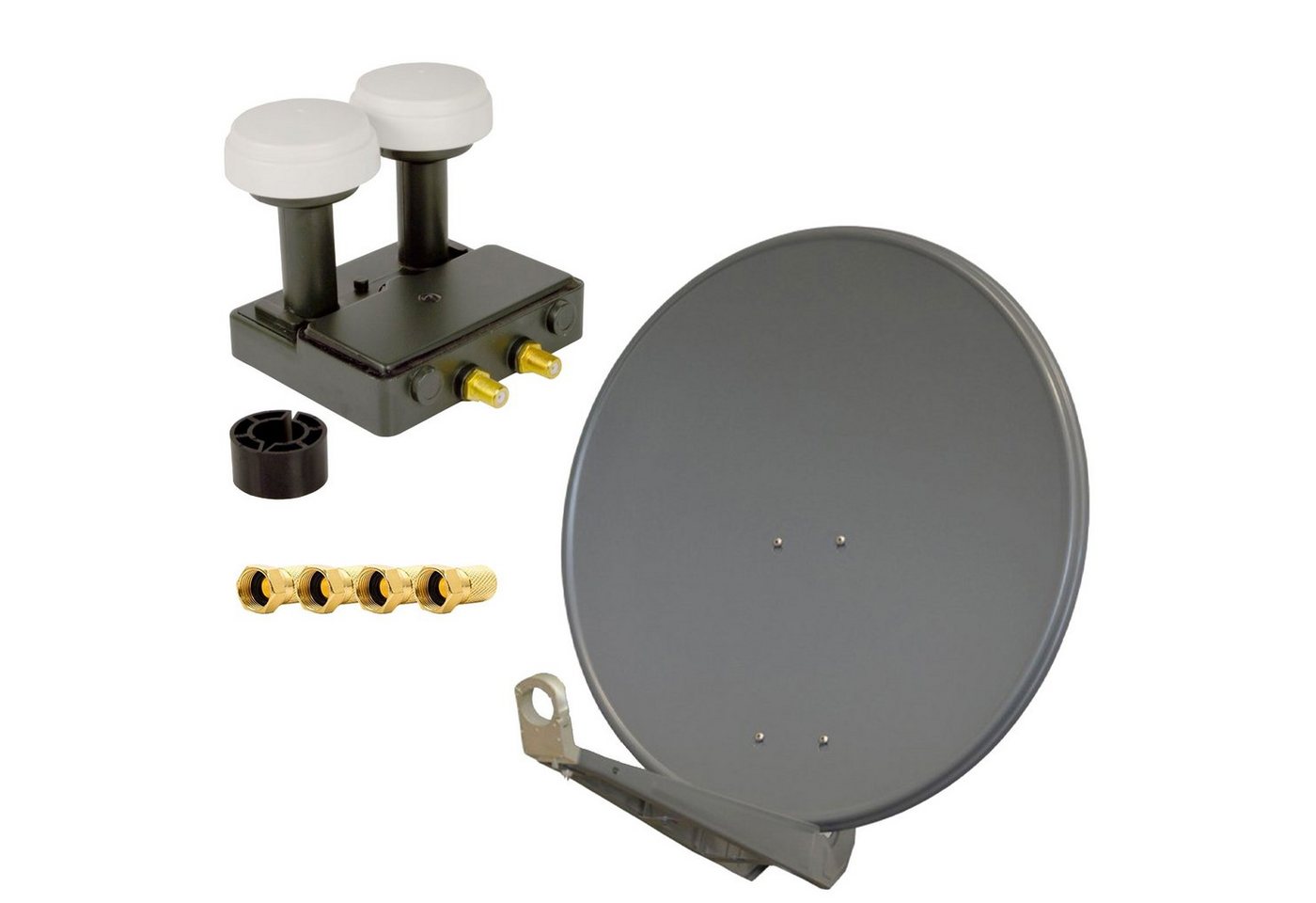 PremiumX DELUXE85 Alu 85cm SAT Schüssel Anthrazit Monoblock Twin 4x F-Stecker SAT-Antenne von PremiumX