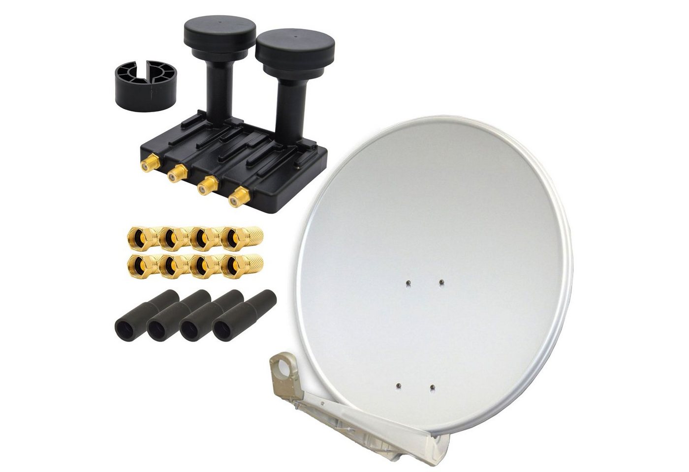 PremiumX DELUXE85 Alu 85cm SAT Schüssel Hellgrau Monoblock Quad 8x F-Stecker SAT-Antenne PremiumX DELUXE85 Alu 85cm SAT Schüssel Hellgrau Monoblock Quad 8x F-Stecker SAT-Antenne von PremiumX