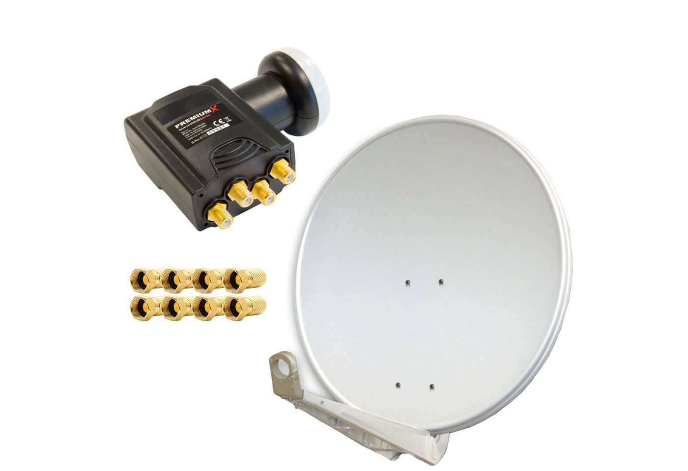 PremiumX DELUXE85 Alu Hellgrau 85cm Antenne SAT Schüssel LNB Quad 8x F-Stecker SAT-Antenne PremiumX DELUXE85 Alu Hellgrau 85cm Antenne SAT Schüssel LNB Quad 8x F-Stecker SAT-Antenne von PremiumX