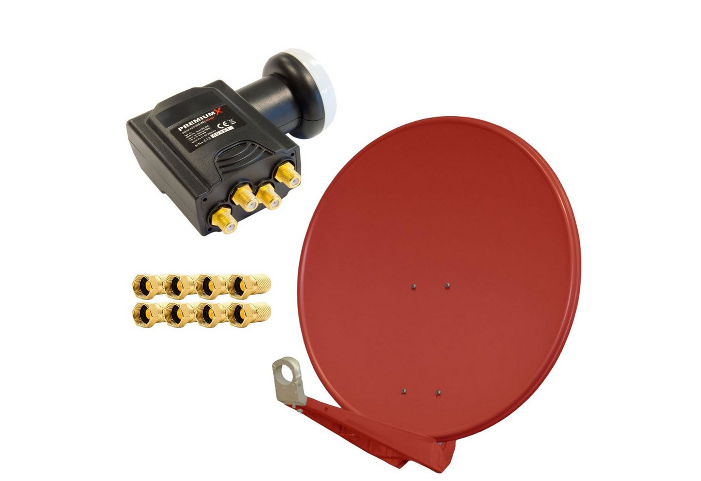 PremiumX DELUXE85 Alu Ziegelrot 85cm Antenne SAT LNB Quad 8x F-Stecker SAT-Antenne PremiumX DELUXE85 Alu Ziegelrot 85cm Antenne SAT LNB Quad 8x F-Stecker SAT-Antenne von PremiumX
