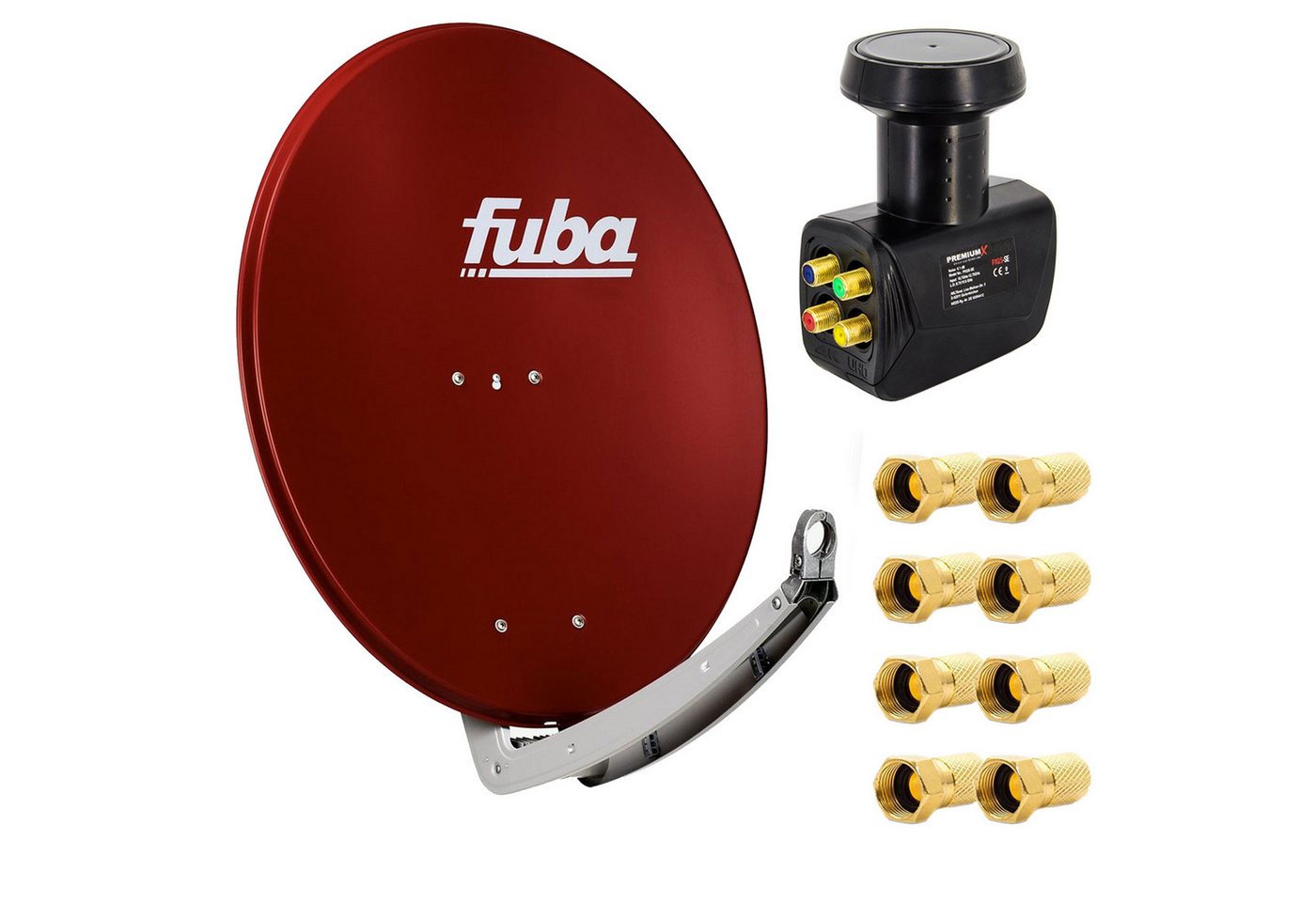 PremiumX Fuba DAA 780 R Sat Anlage Schüssel Rot Quad LNB 8x F-Stecker SAT-Antenne PremiumX Fuba DAA 780 R Sat Anlage Schüssel Rot Quad LNB 8x F-Stecker SAT-Antenne von PremiumX