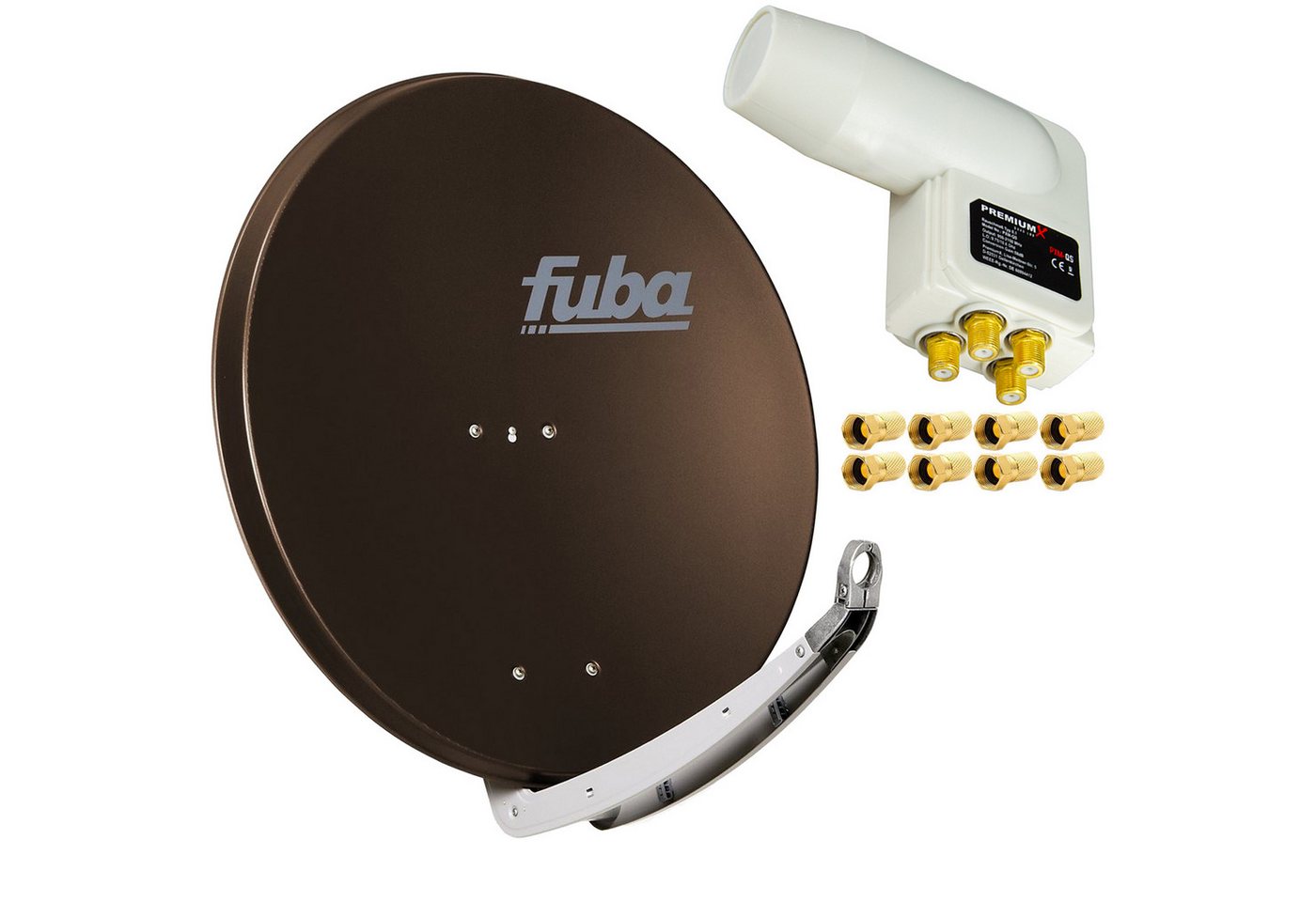 PremiumX Fuba DAA 850 B 85x85cm Sat Schüssel Alu Braun LNB Quad 8x F-Stecker SAT-Antenne PremiumX Fuba DAA 850 B 85x85cm Sat Schüssel Alu Braun LNB Quad 8x F-Stecker SAT-Antenne von PremiumX