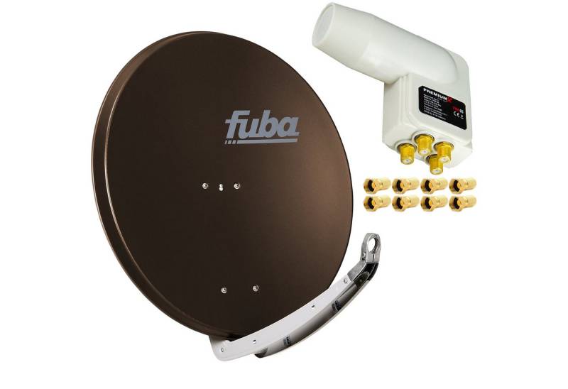 PremiumX Fuba DAA 850 B 85x85cm Sat Schüssel Alu Braun LNB Quad 8x F-Stecker SAT-Antenne von PremiumX