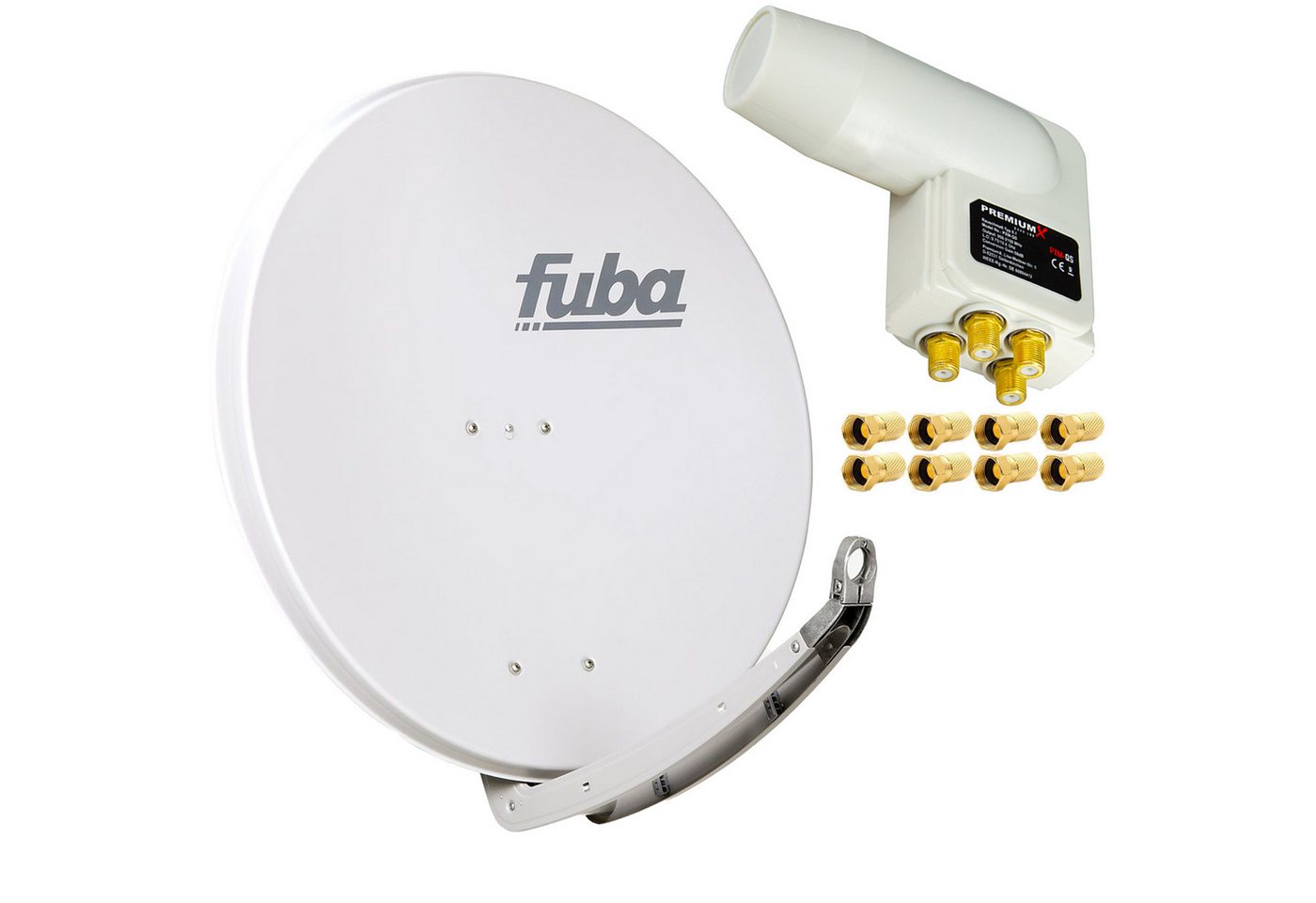 PremiumX Fuba DAA 850 G 85x85cm Sat Schüssel Alu Grau LNB Quad 8x F-Stecker SAT-Antenne PremiumX Fuba DAA 850 G 85x85cm Sat Schüssel Alu Grau LNB Quad 8x F-Stecker SAT-Antenne von PremiumX
