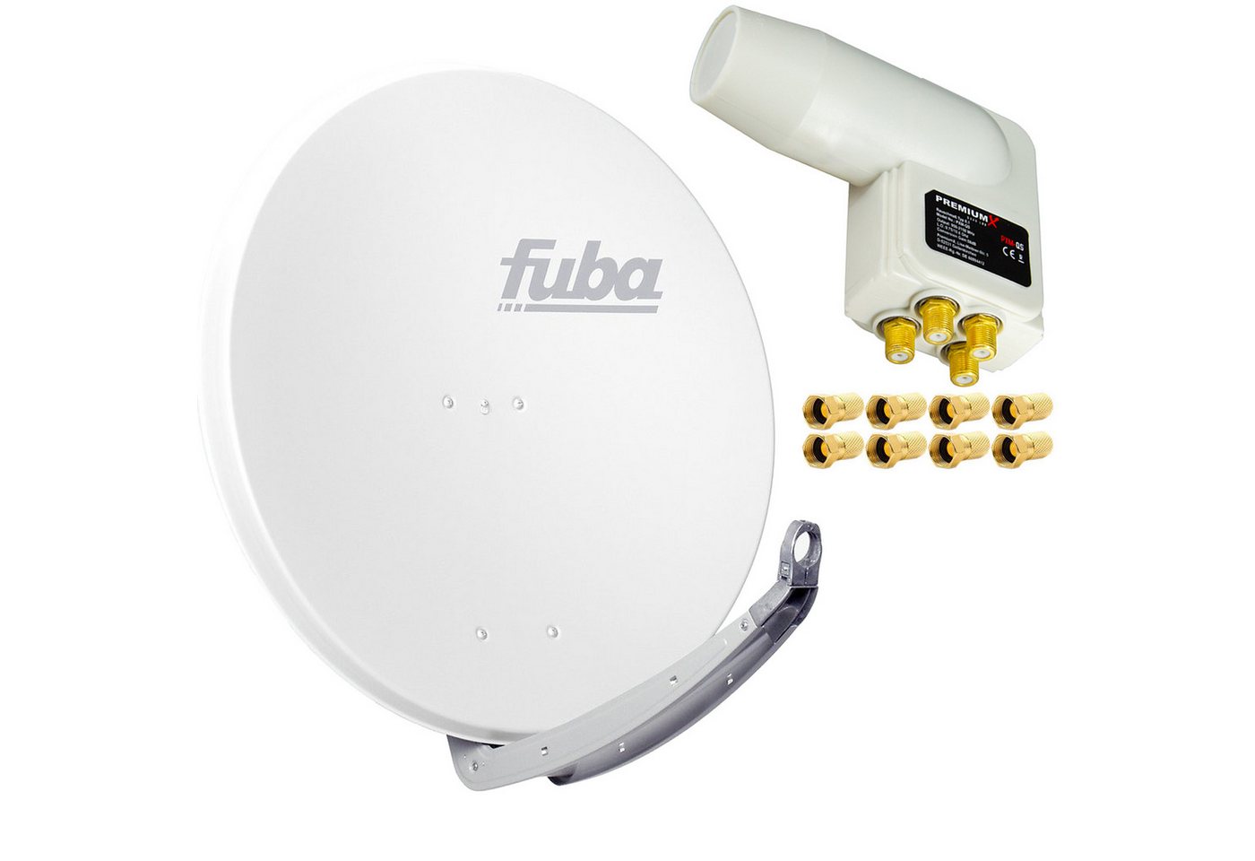 PremiumX Fuba DAA 850 W 85x85cm Sat Schüssel Alu Weiß LNB Quad 8x F-Stecker SAT-Antenne PremiumX Fuba DAA 850 W 85x85cm Sat Schüssel Alu Weiß LNB Quad 8x F-Stecker SAT-Antenne von PremiumX