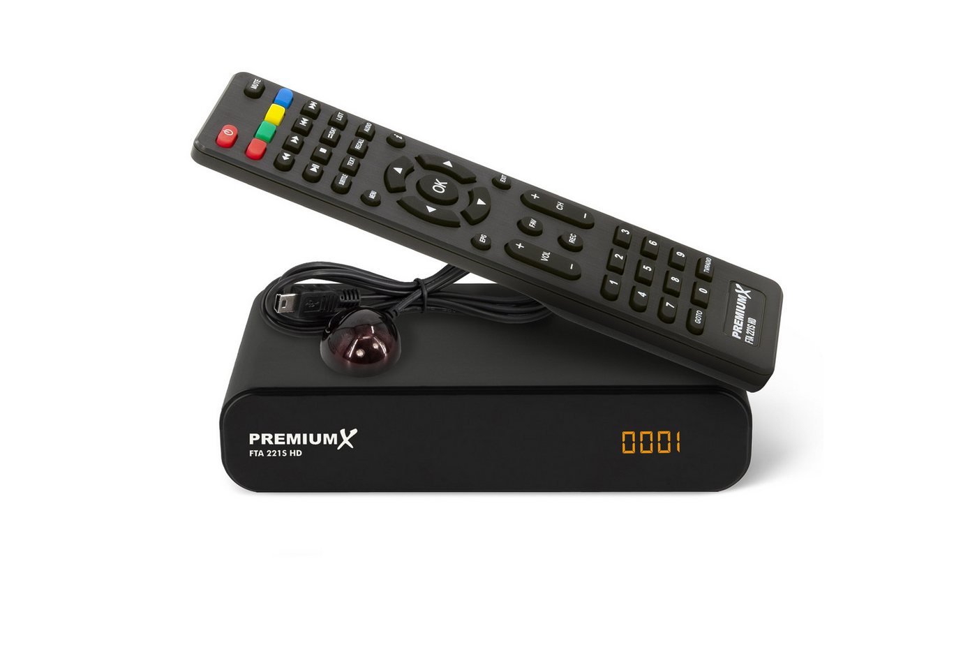 PremiumX HD 221S FTA Digital SAT Receiver DVB-S2 HDMI SCART USB 12V FullHD SAT-Receiver von PremiumX